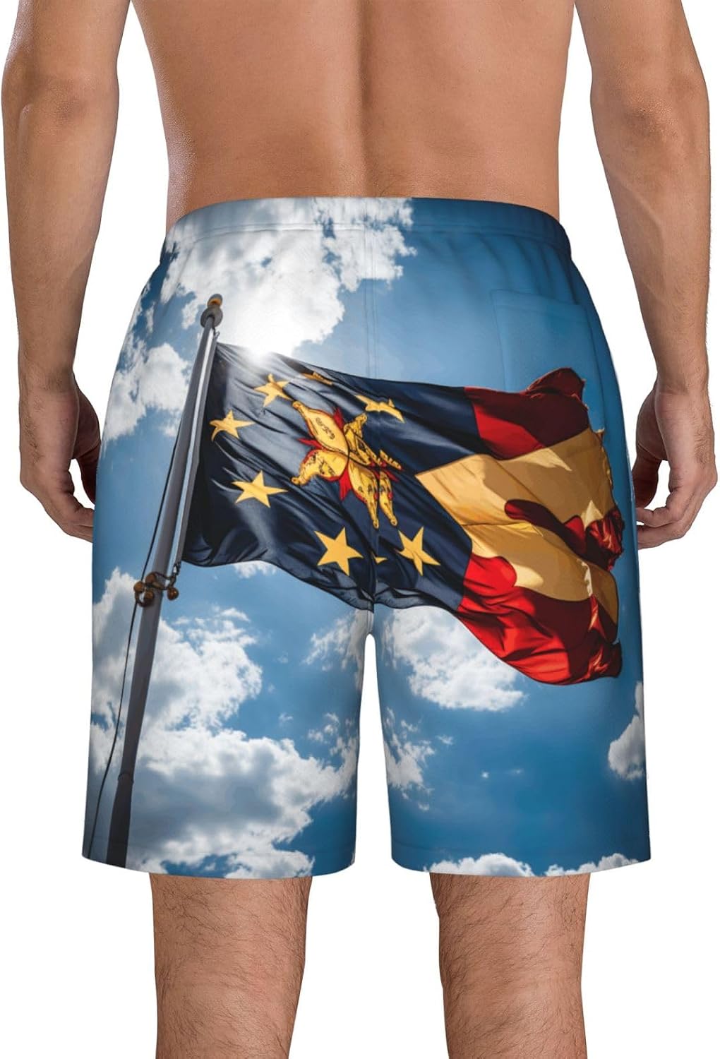 Maryland Flag Print Men's Hawaiian Beach Shorts Elastic Novelty Summer Casual Shorts with Pocket