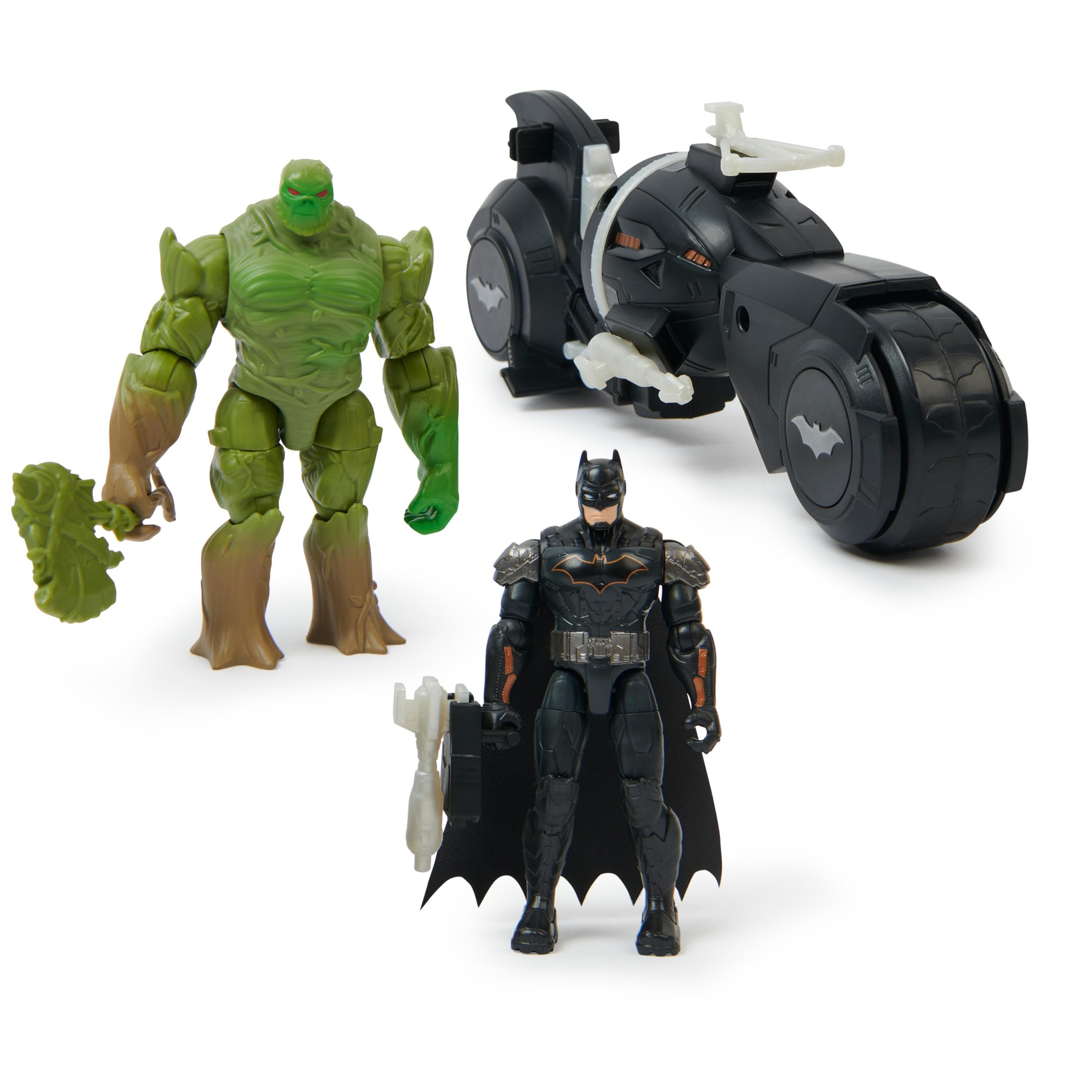 DC Comics, Batman vs. Swamp Thing Armoury Attack Batcycle Set, Exclusive Armoured Batman and Swamp Thing Action Figure with Accessories, Kids Toys for Boys and Girls Ages 4 and Up