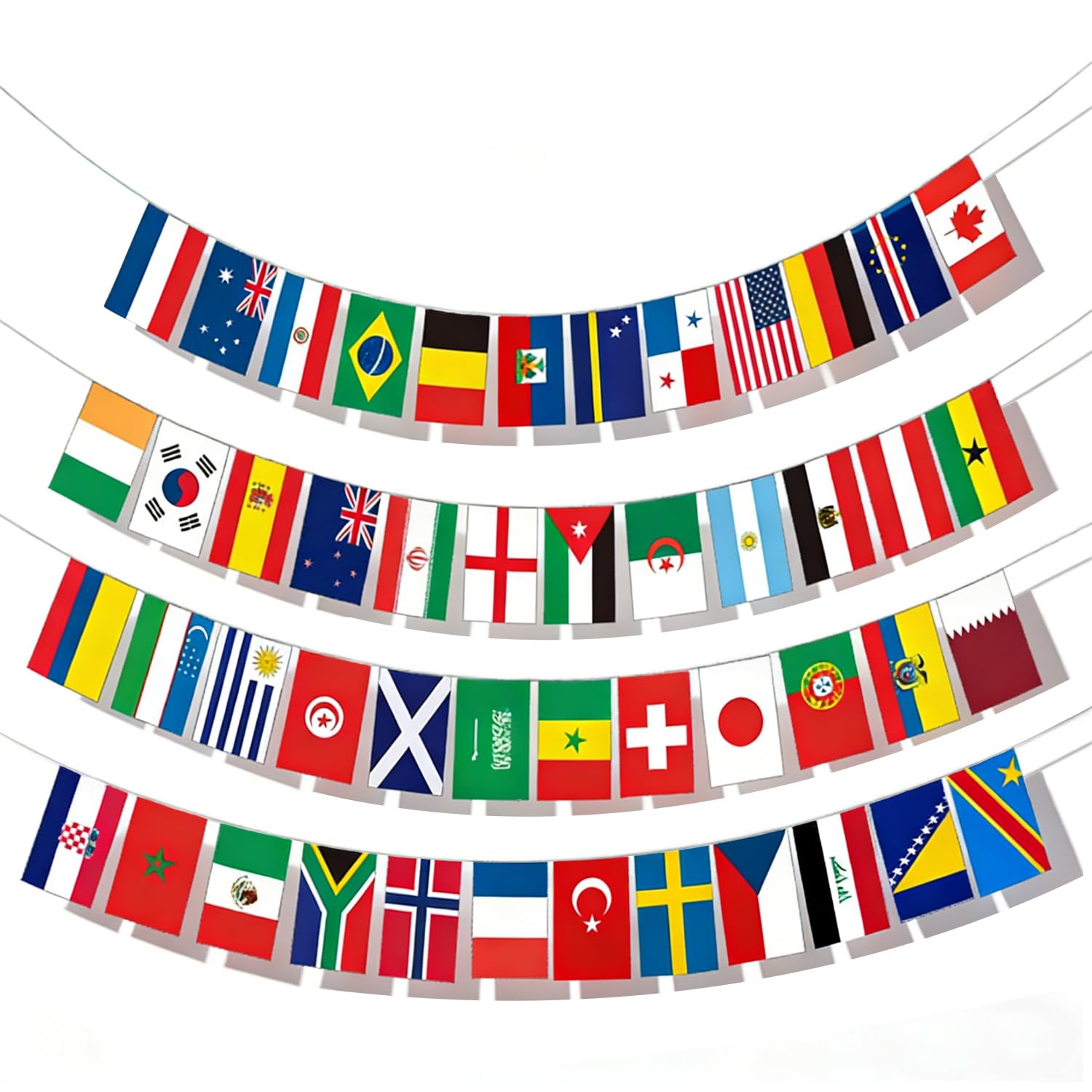 Banderines de Fútbol para Decoración de Fiestas Copa del Mundial 2026, Set de Banderas 48 Países del Mundo, Guirnalda de Banderas para Decoración de Fiestas de Jardín (15m)