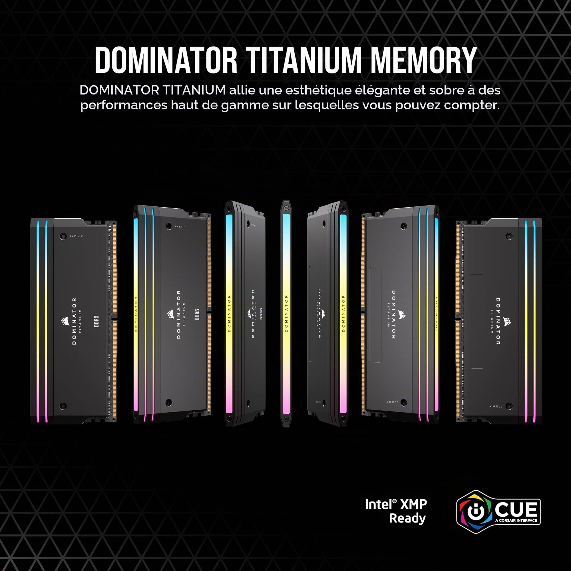 CORSAIR Dominator Titanium RGB DDR5 RAM 96GB (2x48GB) DDR5 6600MHz CL32 Intel XMP Mémoire Informatique Compatible iCUE - Noir (CMP96GX5M2B6600C32)