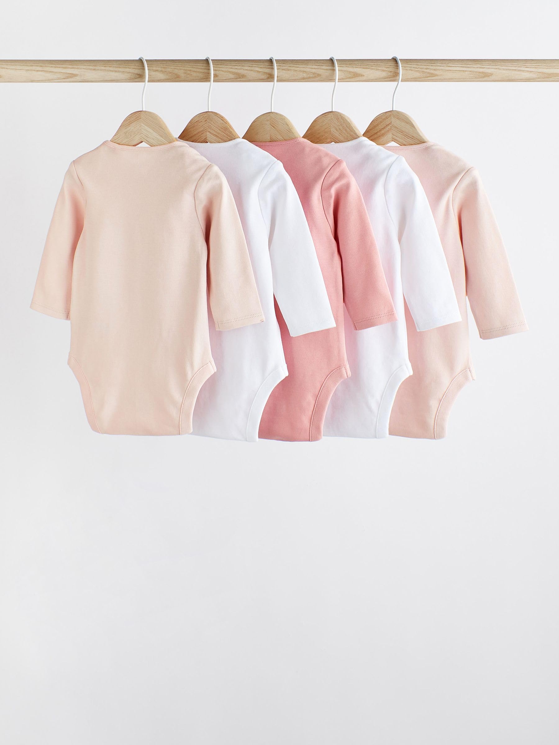 NEXT Baby Mädchen Essential Langarm-Bodysuits aus 100% Baumwolle, 5er-Pack