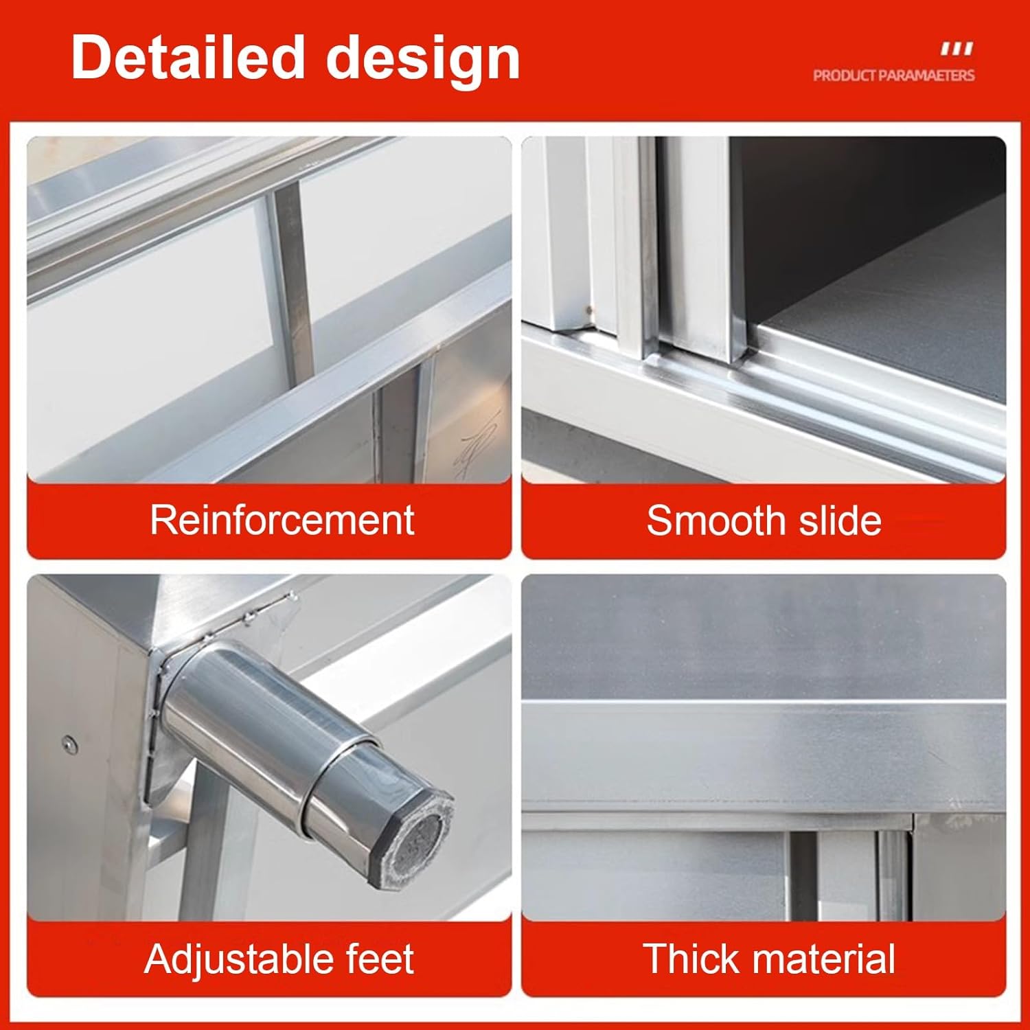 Stainless Steel Workbench Multifunctional Workbench Commercial Kitchen Prep Table Workbench Sliding Door Metal Table