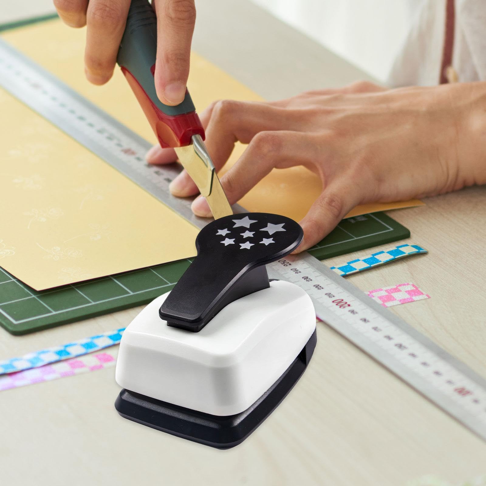 perfk Perforatrice per carta, scrapbooking, perforatrice per carta, decorativa, per forme, per lavori artistici, fai da te, creazione di biglietti, Stella