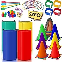 Redllo 53PCS Outdoor Carnival Games Set: Bean Bag Toss, Potato Sack Race, Ring Toss, Egg Spoon for Kids Adults Family Parties