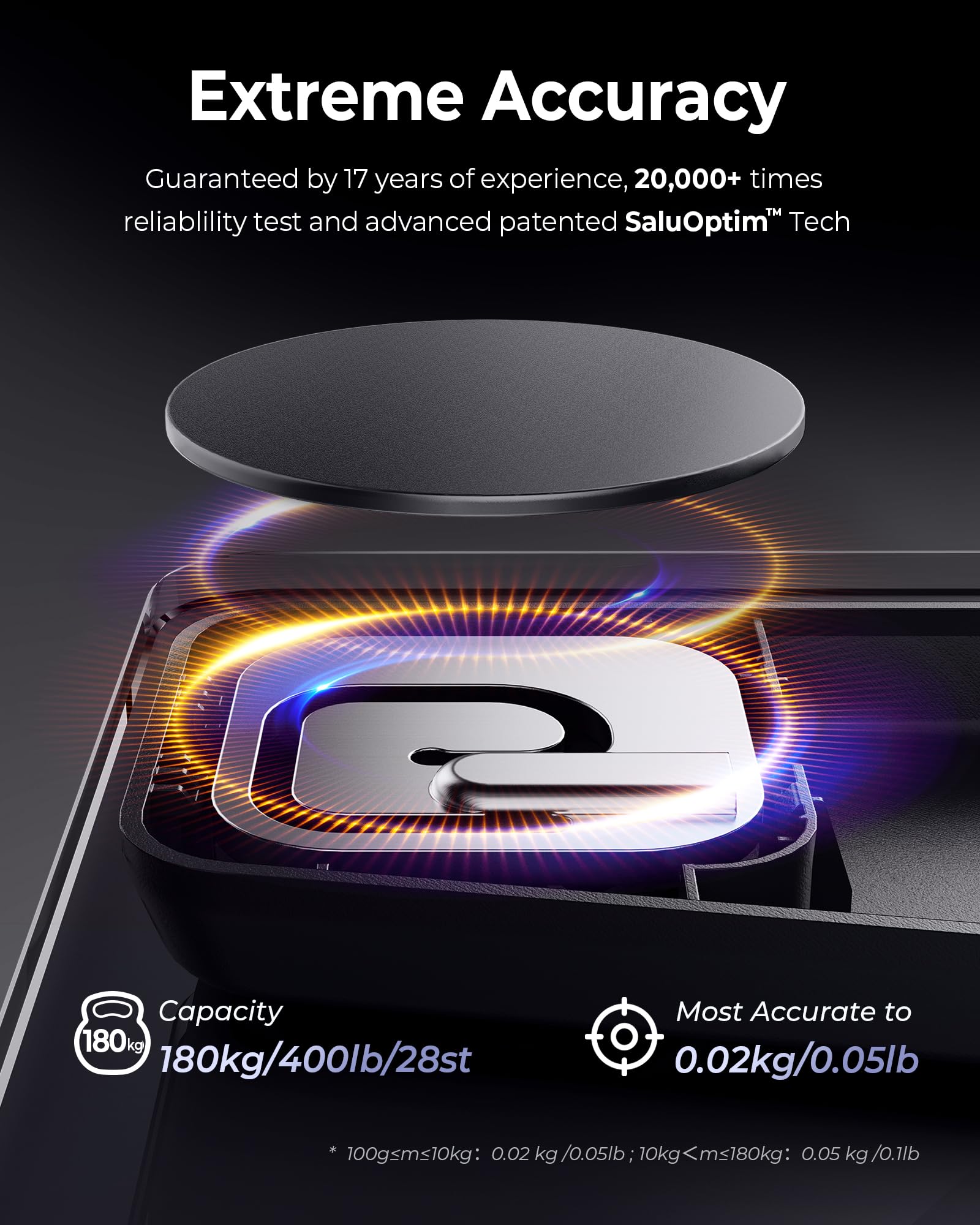 Ovutek Balance Pese Personne avec 5" LED Grand Écran, 180kg/400lb, Noir | Haute Précision Balance Connectée avec APP, Mesure 14 Données Corporelles pour Fitness-Tracking, 180kg/400lb, IMC