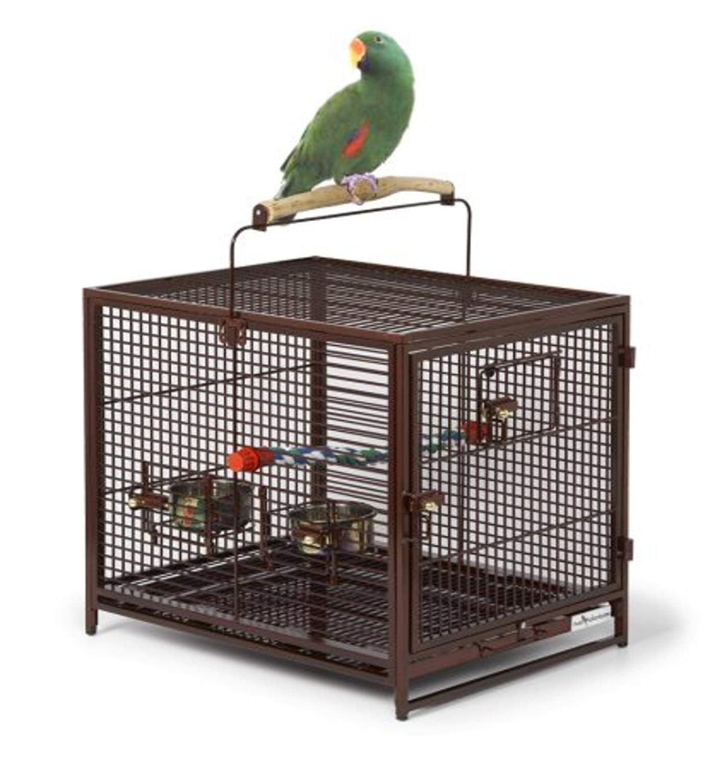 Avian Adventures Poquito Avian Hotel, Travel Bird Cage 48 x 39.5 x 60 CM (18.9 x 15.56 x 23.63 Inches), Includes Perch and 2 Stainless Steel Feeding Cups, Ruby, 1705001202