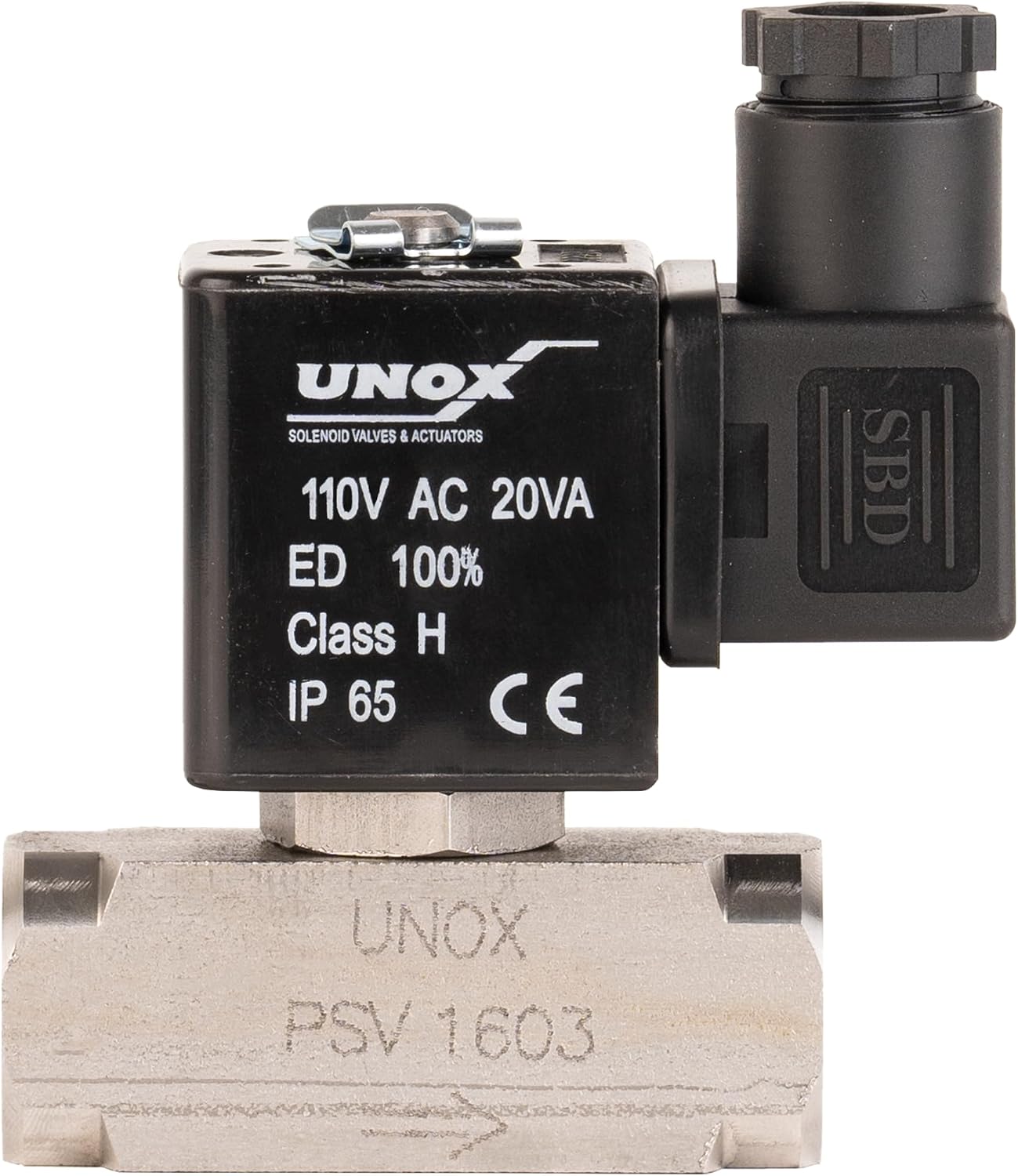 UNOX 3/8" NPT Electric Solenoid Valve 110V AC, Stainless Steel AISI316 Control Valve Normally Closed - 0-232 PSI Multi-Purpose Reliable Control Valve for Water, Air, and Gas - Solenoid Valves