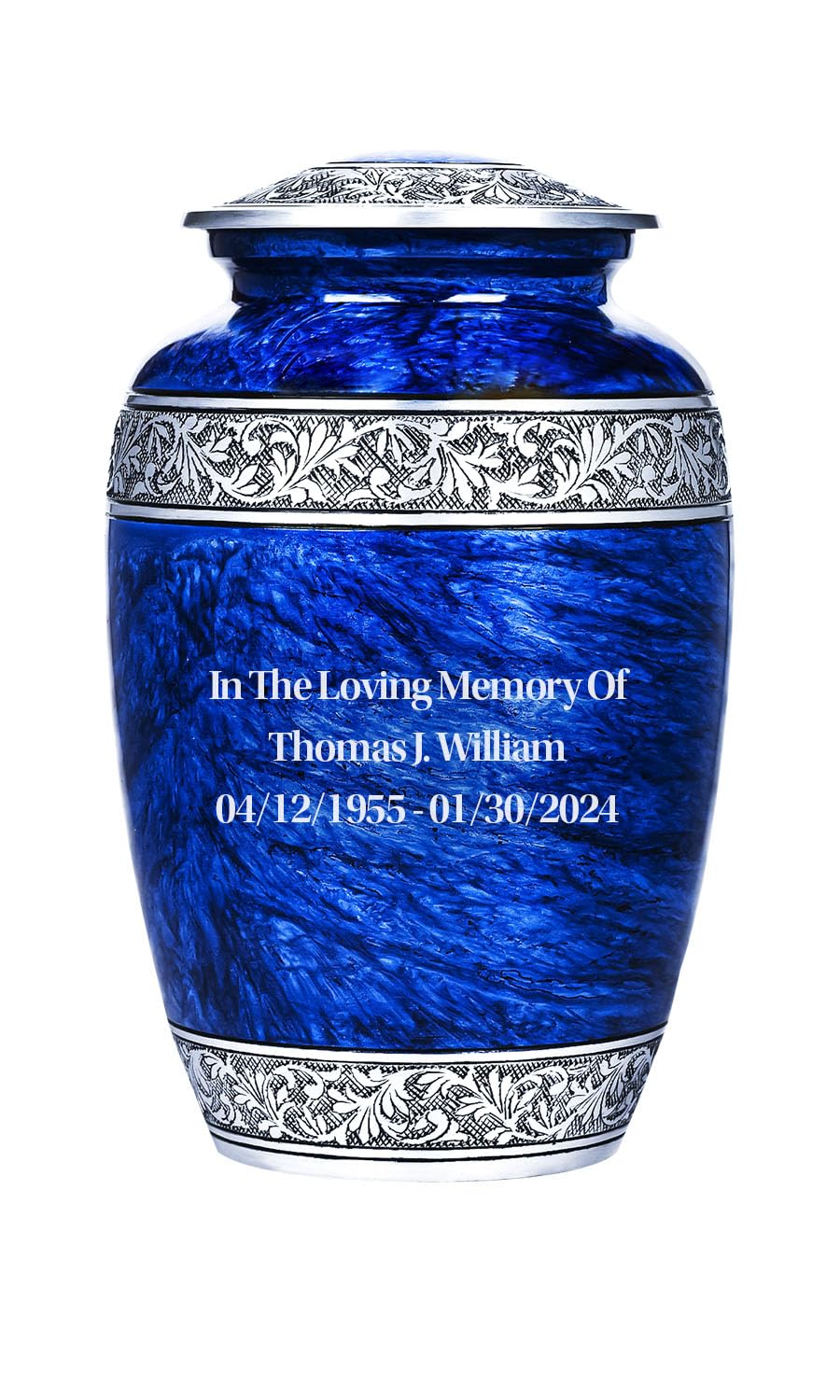Personalized Urns for Human Ashes Adult Man & Woman with a Necklace for Loved One | Blue Urn for Ashe Adult Male | Funeral Urns, Decorative Urn, Cremation Urns for Women & Men-Large, 220lbs