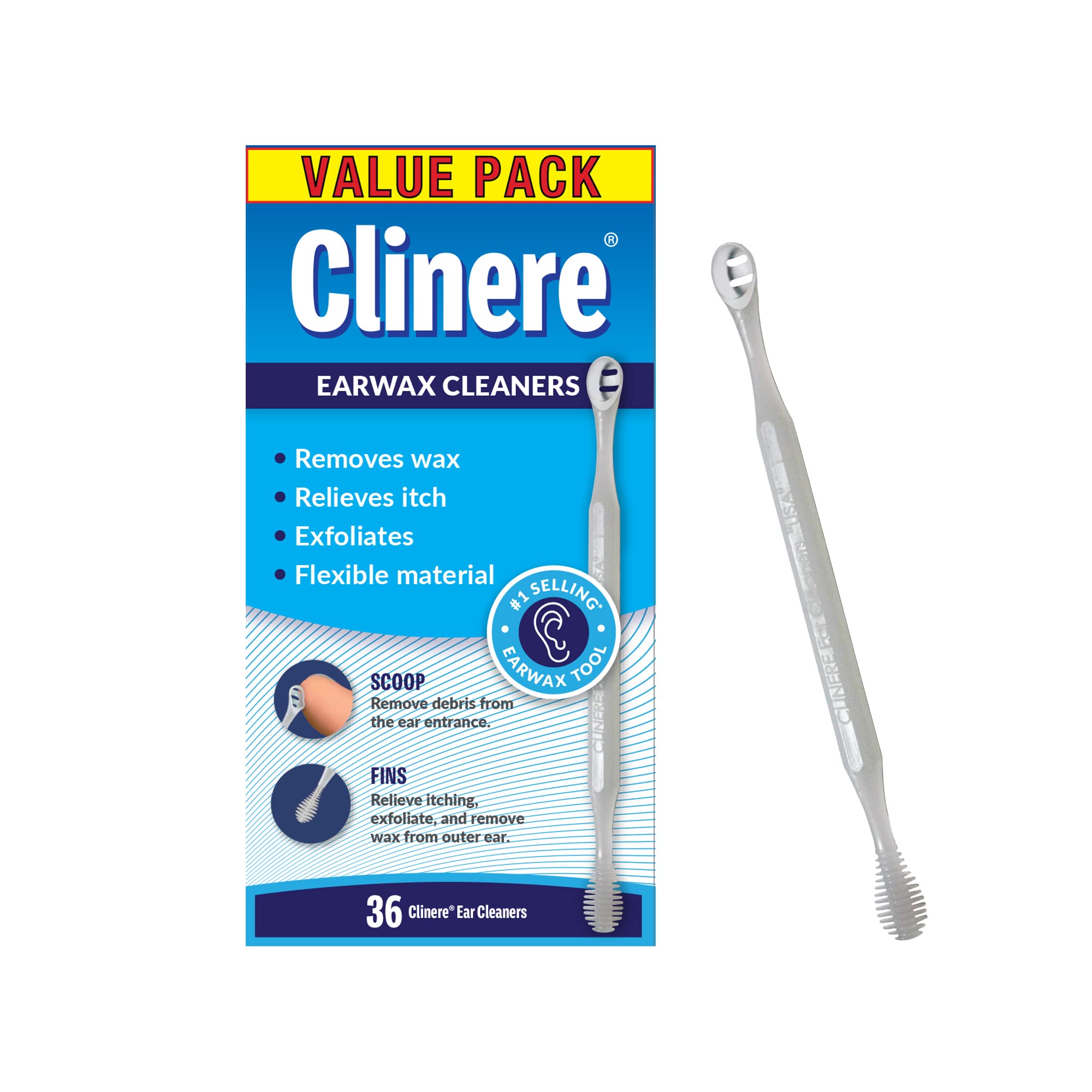 clinere ear cleaners gentle canal cleaning and ear wax removal tool itch relief exfoliates 36 count