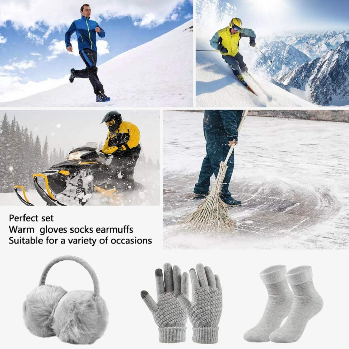 UMIPUBO 5pcs Tricotés Ensemble d'hiver Bonnet Chaude Doublure en Polaire Écharpe Femme Chapeau Pompon Des gants Cache-Oreilles Chaussettes