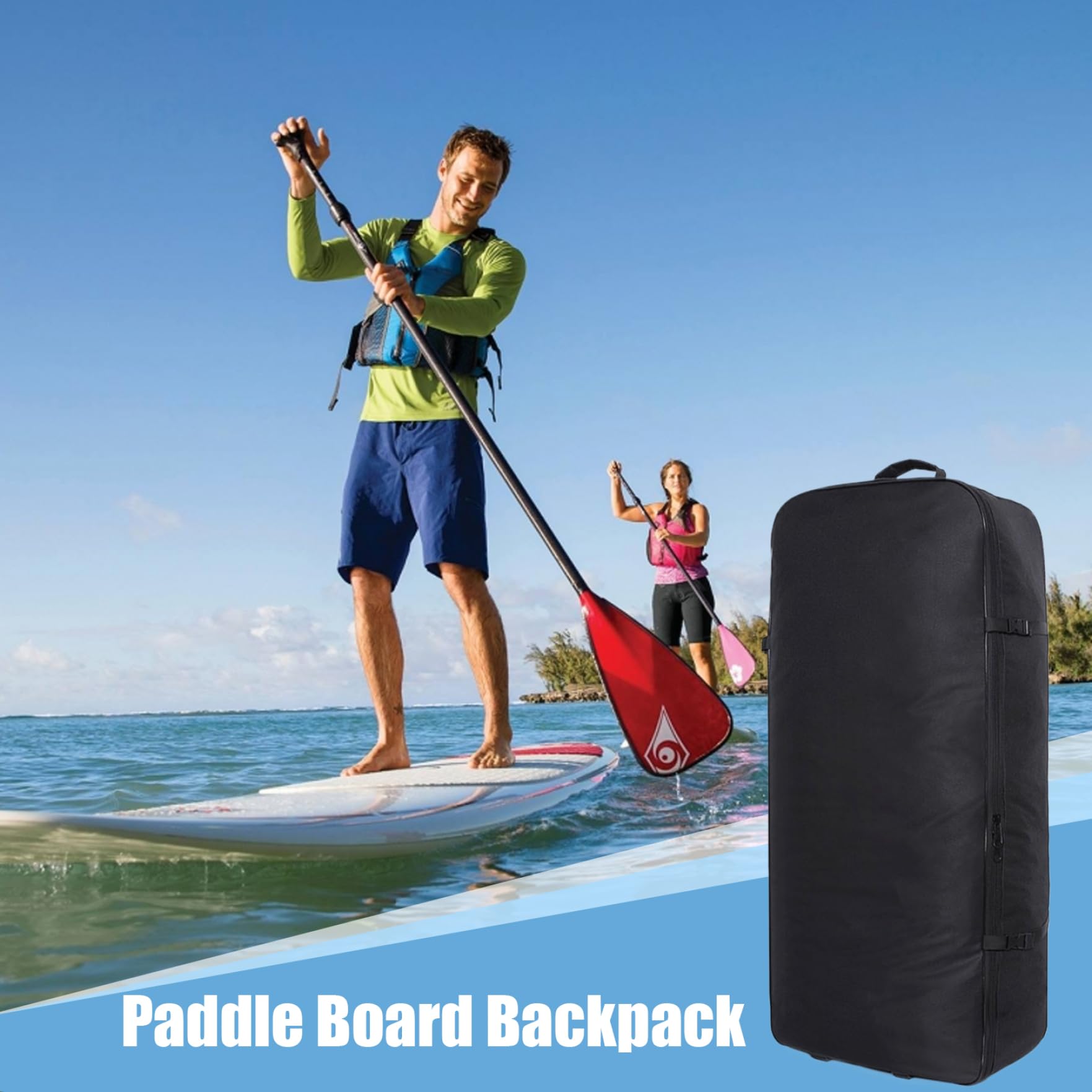 Paddle Board, Zaino per Paddle Board 37x16.5x9.5in con la tavola da Bordo Gonfiabile con Cerniera con Manico e Cinturino con Fibbia Nylon Paddle Board per sups, tavola da Surf, Borsa