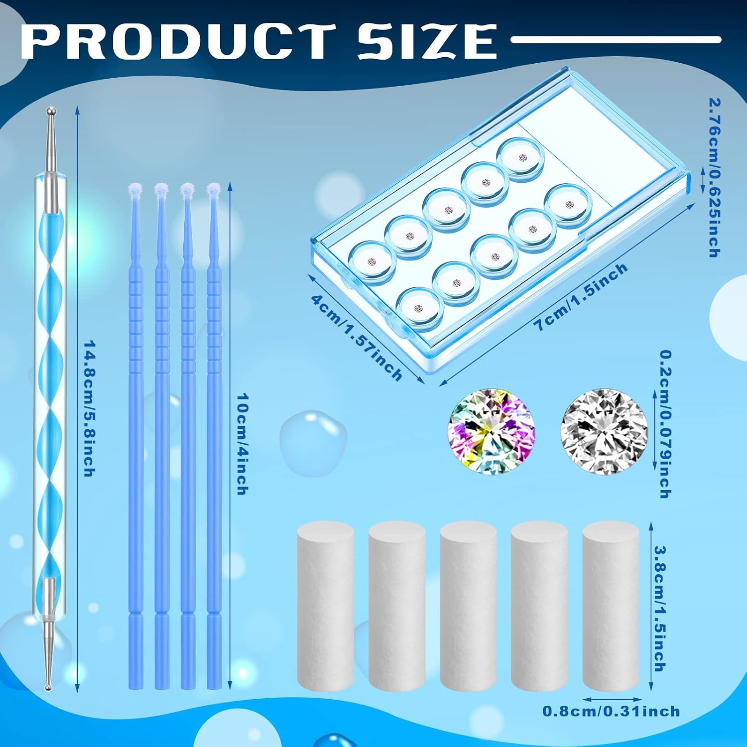 Boao 61 Pcs Tooth Gems Kit for Teeth DIY Jewelry(White,Colorful,Blue) image 3