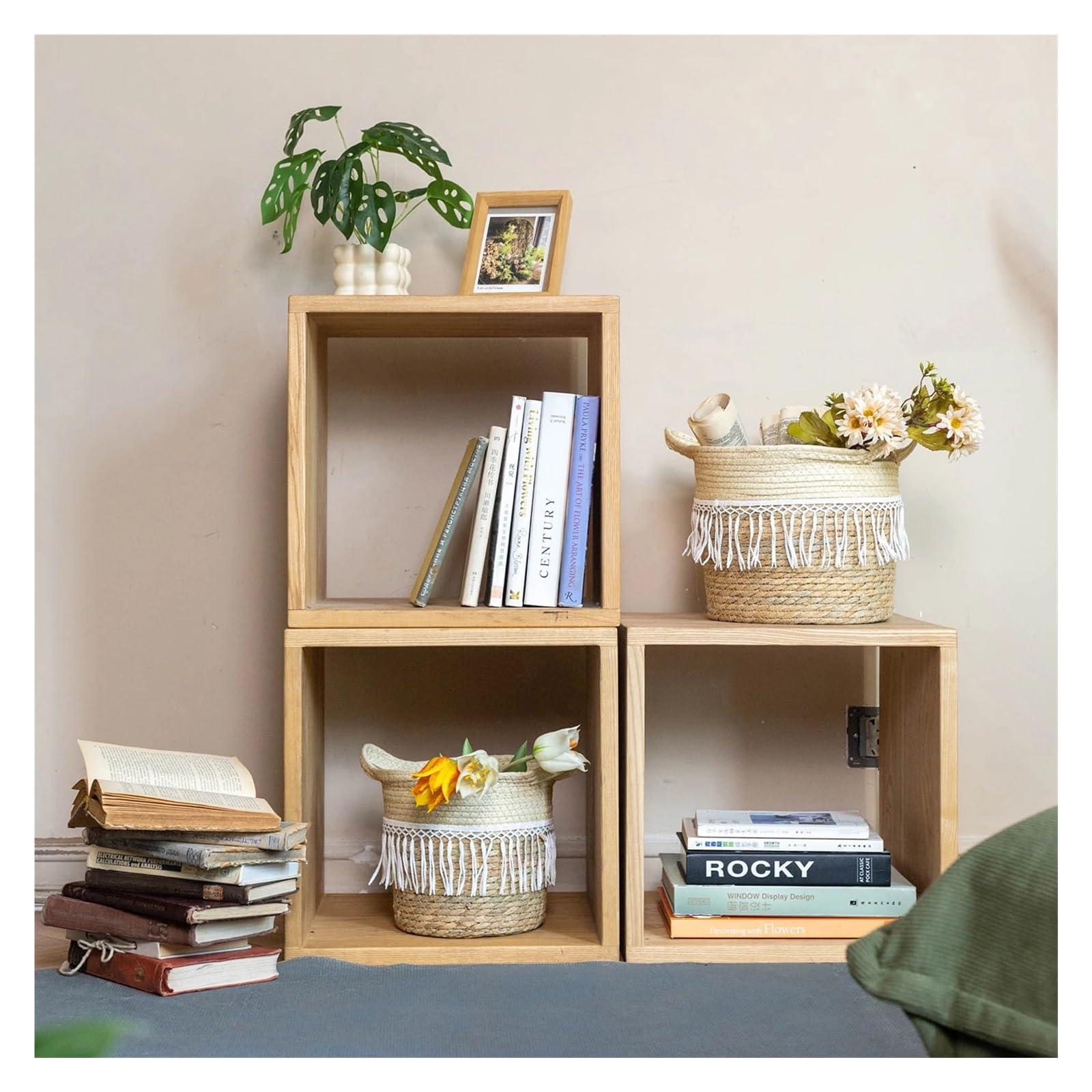 Wiklinowy kosz piknikowy, Handmade Straw Rattan Vase Basket For Flower Plant Indoor Outdoor Decoration(XL)
