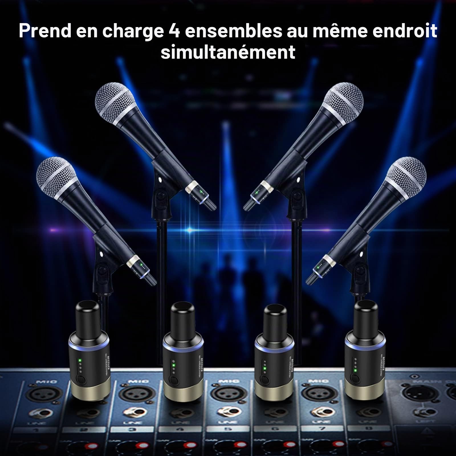 LEKATO 5,8 Ghz Microphone sans Fil Transmetteur Récepteur Plug-on XLR Mic Système sans Fil pour mic Dynamique & condensateur, mélangeur Audio, Appareil Photo Reflex numérique, système de sonorisation