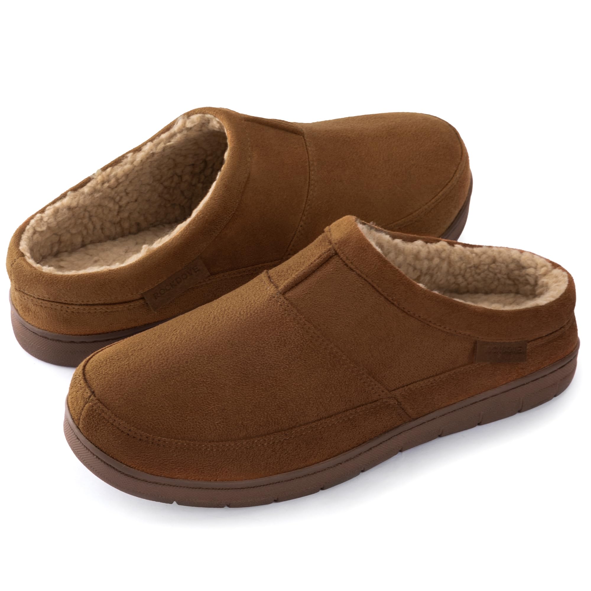 RockDove Mens SoftStride Faux Suede Memory Foam House Slipper with Indoor Outdoor Sole