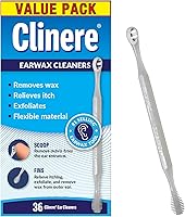 Clinere Ear Cleaners (36 Count) - Safe Ear Wax Removal Tool with Flexible Scoop & Fin for Itch Relief & Exfoliation