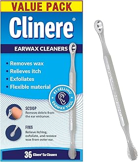 Clinere Ear Cleaners, Gentle Canal Cleaning and Ear Wax Removal Tool, Itch Relief, Exfoliates, 36 Count