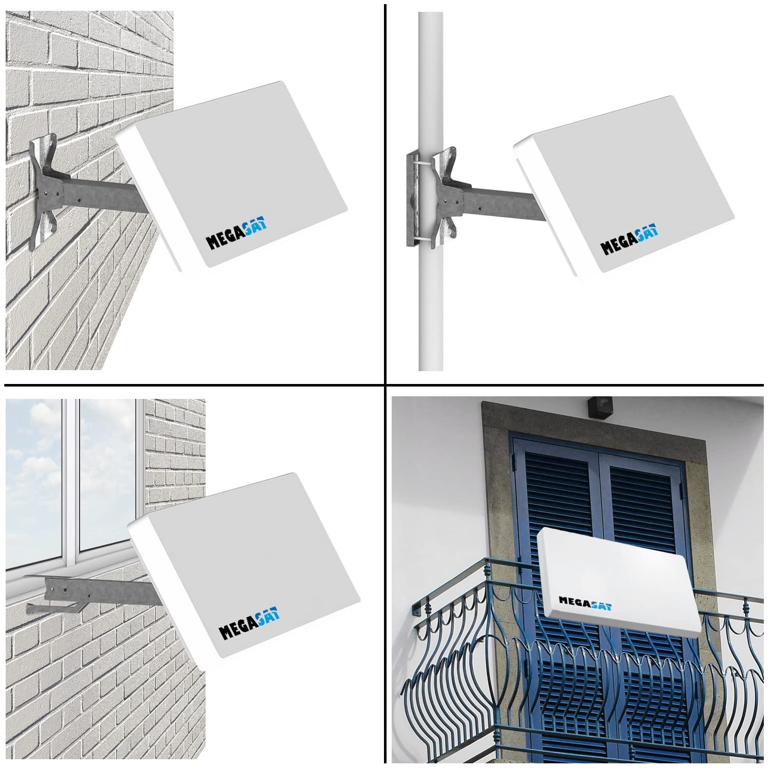 Megasat Flachantenne Profi Line H30 D2 Twin inkl. Fensterhalterung + 20m Kabel + 2X Fensterdurchführung. Neueste Generation für HD und SD TV (einfache und stabile Montage) Set