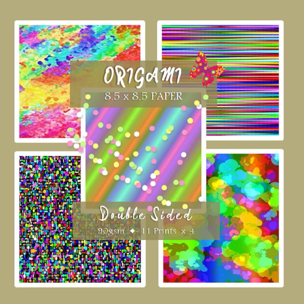 Independently published ORIGAMI RAINBOW PAPER BOOK: PREMIUM COLORFUL DOUBLE SIDED PRINTED SHEETS for STURDY ORIGAMI & CRAFT PROJECTS | 11 x 4 IMAGES | 8.5 x 8.5