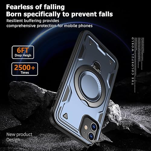 Miniatura 5 de Funda magnética para iPhone 11, compatible con MagSafe, con 2 protectores de pantalla, con anillo de soporte, protección resistente de grado