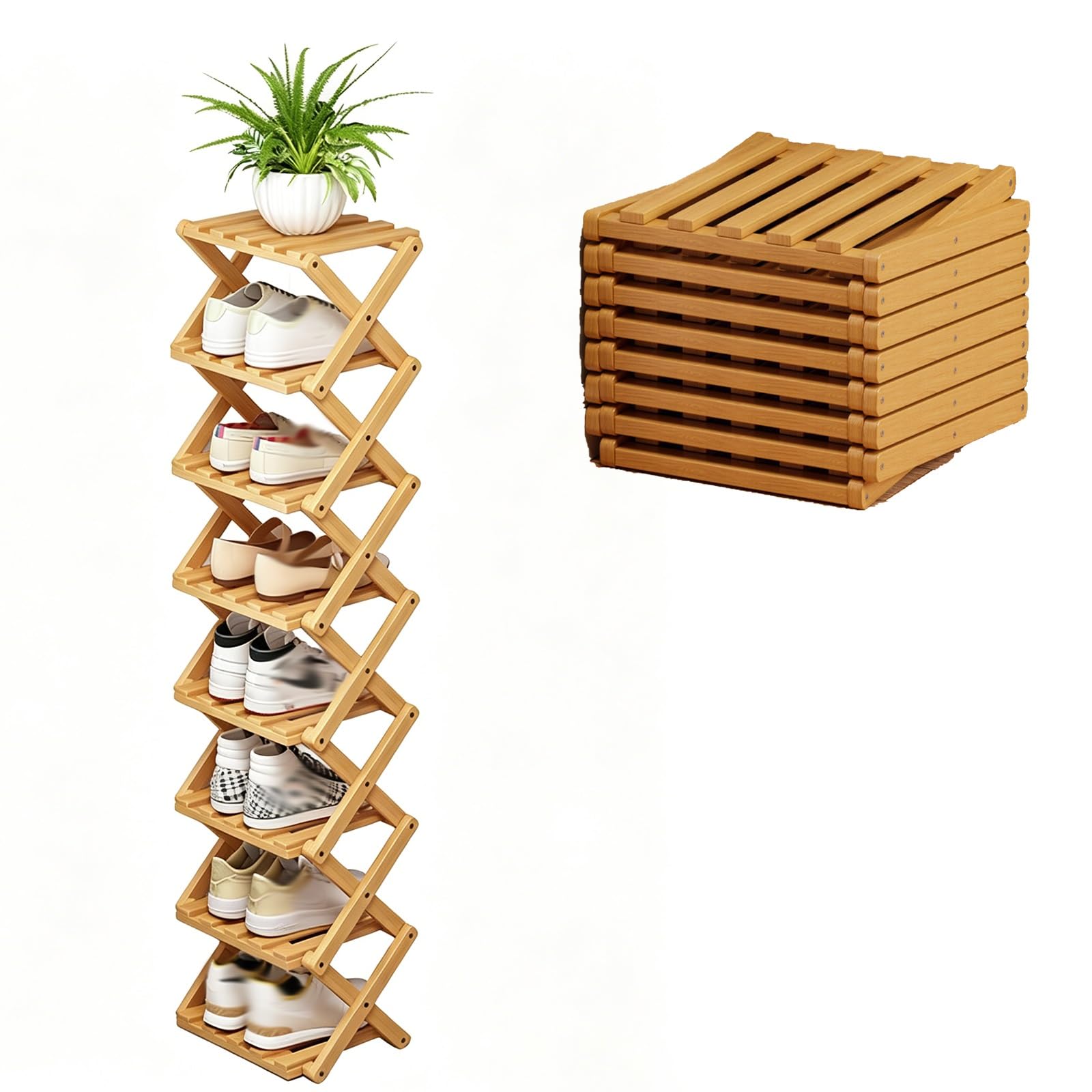 Étagère à chaussures en bambou 8 niveaux Sto Solut sans montage