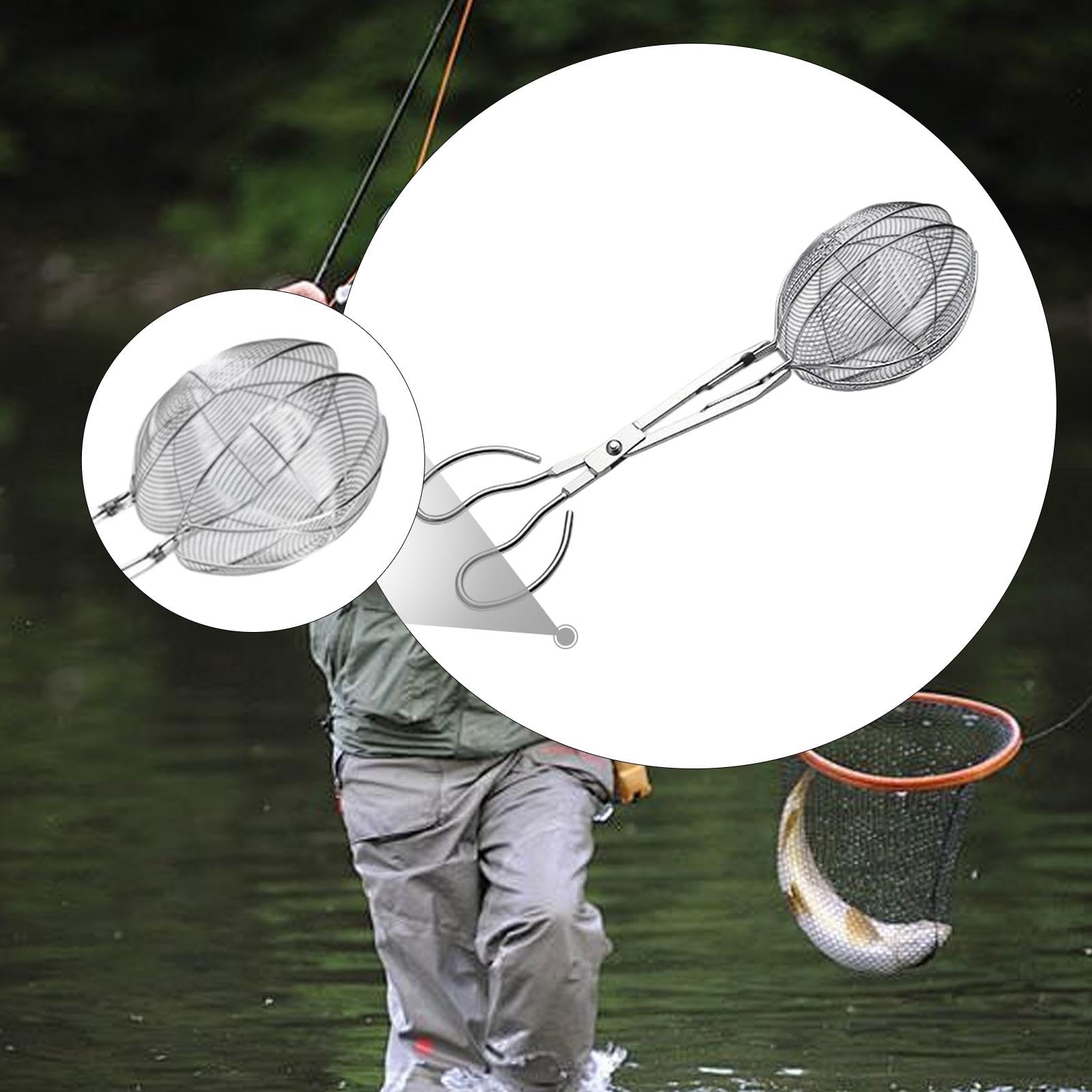 Fischzange Edelstahl Fischklammer Leicht Bedienbare Fischkontrollzange Verstärkte Struktur Praktisches Krabbenfangtool für Geschenk Angeltraining Pick