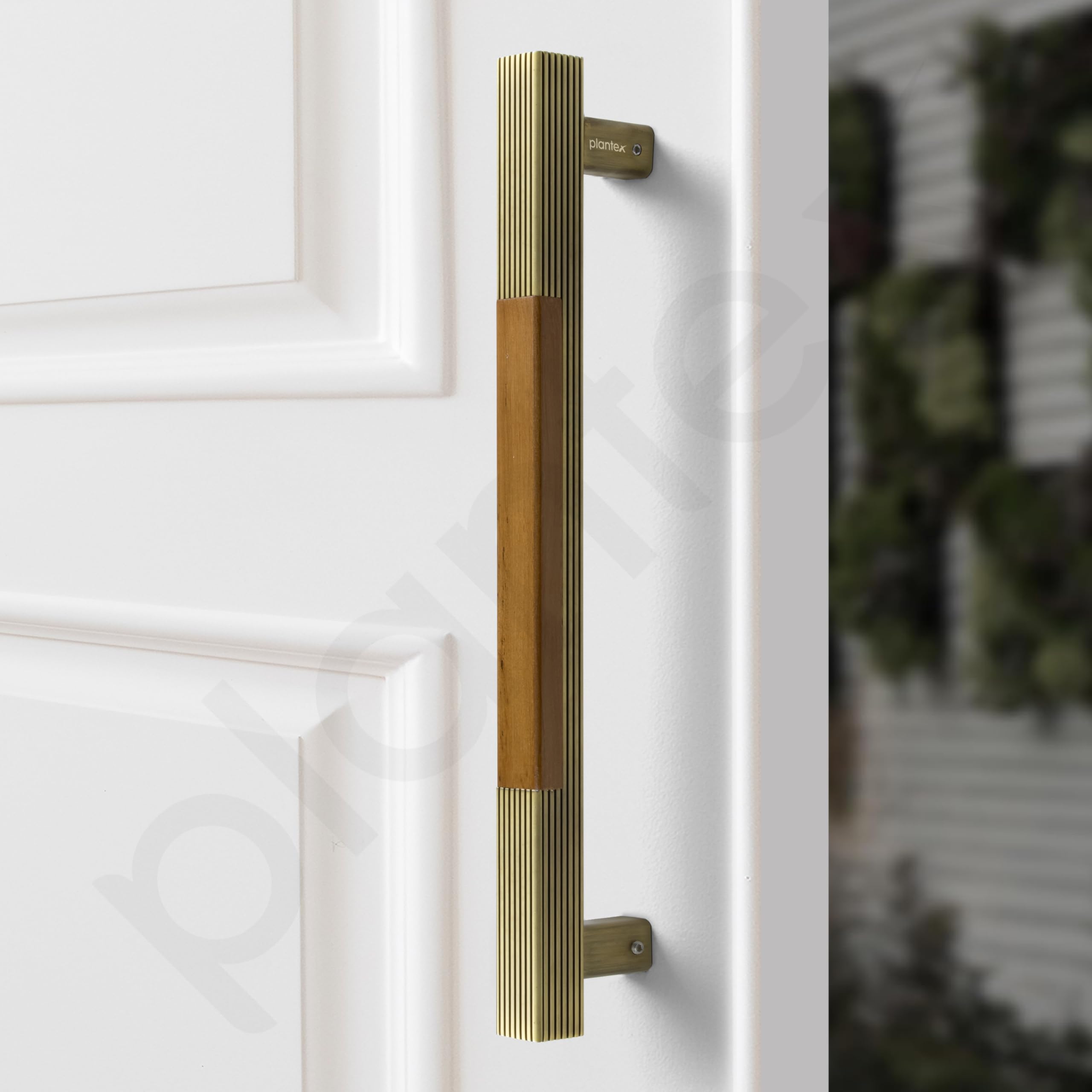 Plantex 280 Premium 12-inch Door Pull-Push Main Door Handle for Glass Door/House/Hotel/Office Door Hardware (Brass Antique & Wood Finish) — Amazon image 4