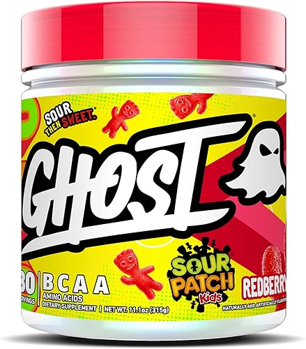Vista 9 de GHOST BCAA - Suplemento de aminoácidos en polvo, Sour Patch Kids Blue Frambuesa, 30 porciones, sin azúcar, aminopolvo para después del entrenamiento
