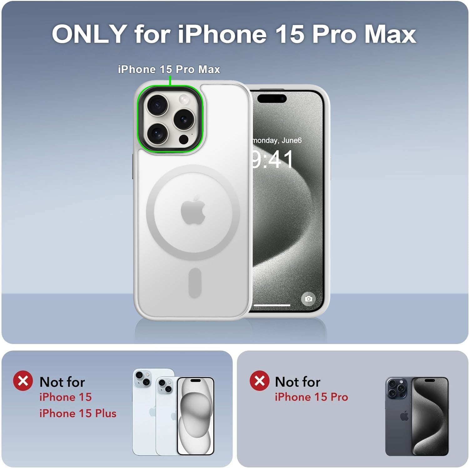 Thomo Strong Magnetic for iPhone 15 Pro Max Case, [Compatible with Magsafe][13FT Military-Grade Drop Tested] Slim Matte Translucent Protective Case for iPhone 15 Pro Max Case 6.7'', Frosted White - Image 7