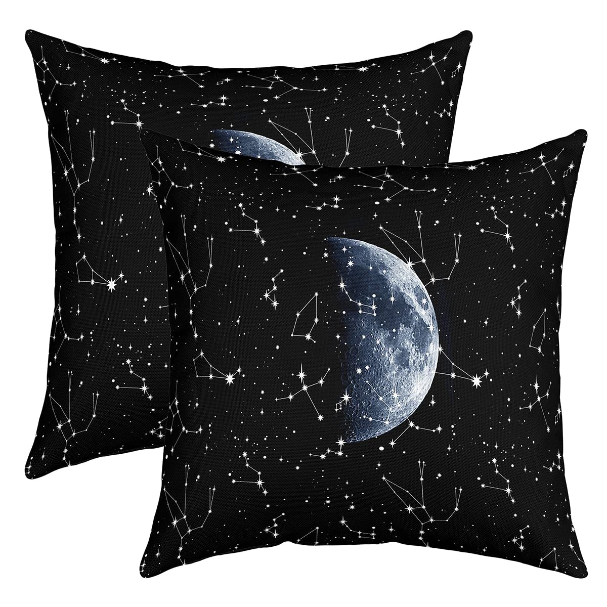 Richhome Multi 9 3D Abstract Moon Pillow Covers 16X16 Inch Set Of 2 Starry Galaxy Glitter Stars Decor Cushion Covers For Teens Adults Universe Planet Landscape Soft Square Dreamy Cushion Cases For Office Bed Sofa
