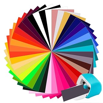 Bocguy 40pcs Smart Iron On for Cricut Joy 14 cm x 30.5 cm Plotter Film Textile Heat Transfer Vinyl Flex Film Rolls for Clothes Ironing Film T-Shirts & More Fabrics DIY Patterns