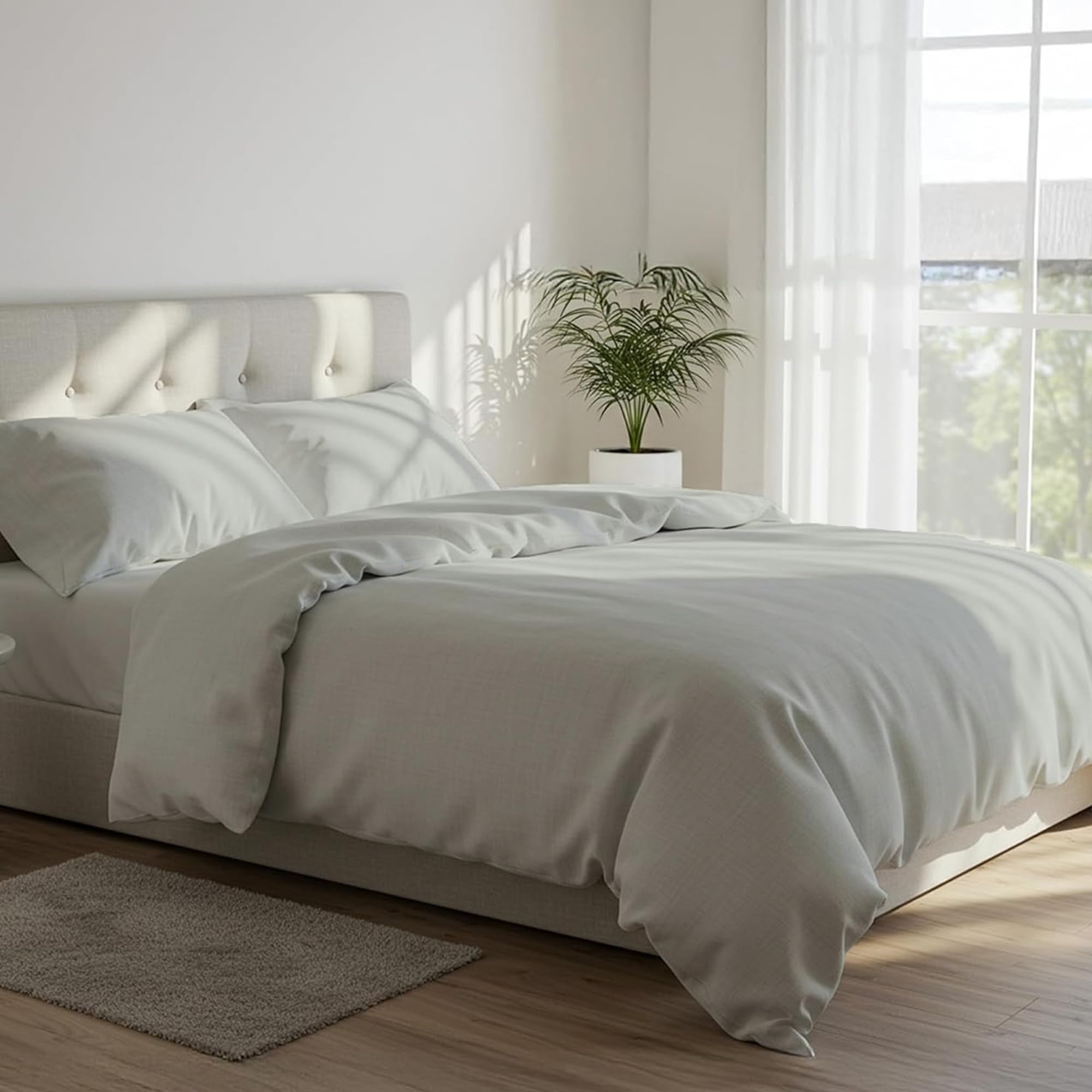 DANYDude 100% Egyptian Cotton Double Duvet Cover and PillowCases 2 Pack Set 400 Thread Count Double Duvet Cover Set – Hypoallergenic & Machine Washable Double Bed Quilt Cover Set