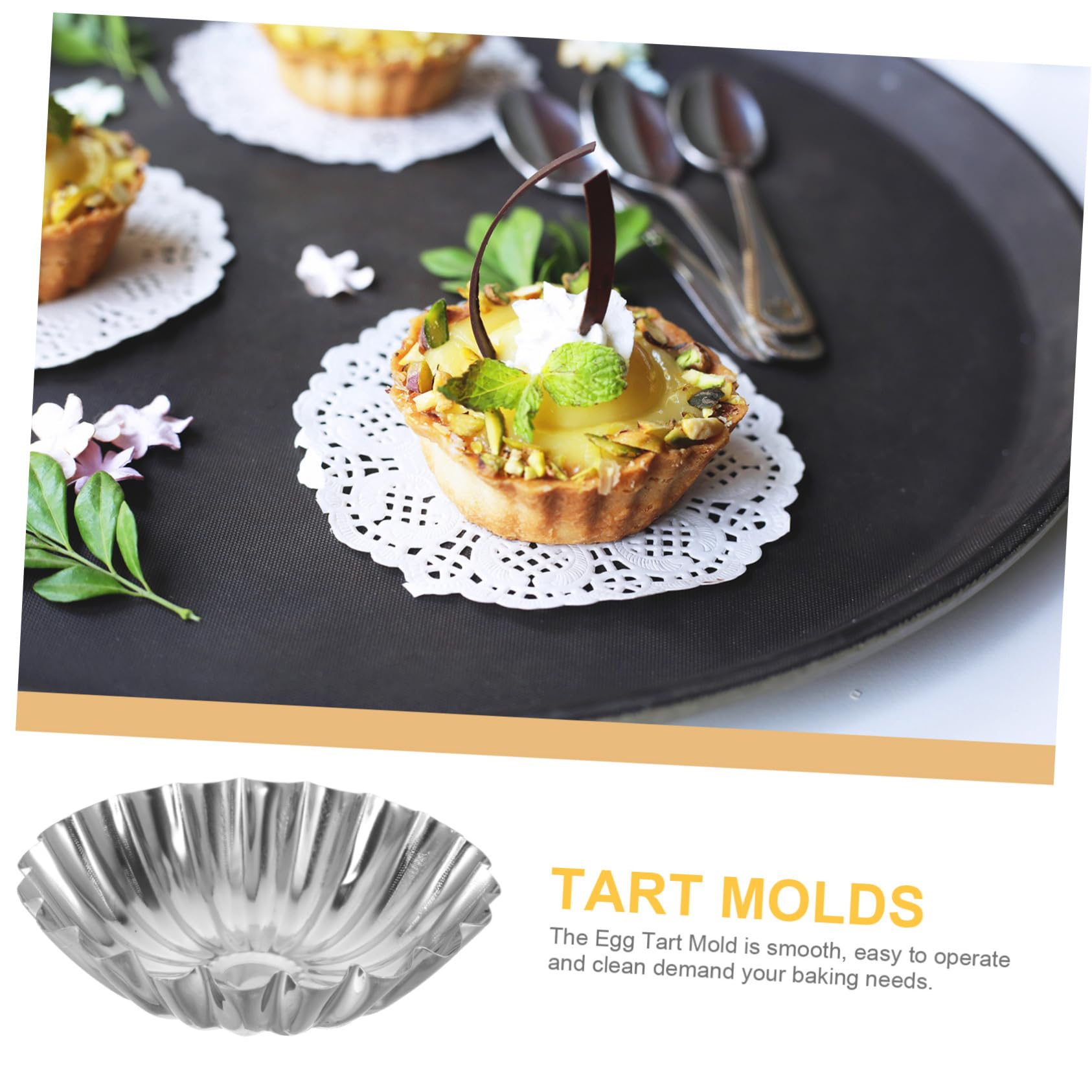 SOLUSTRE 50 piezas Moldes para Tartas de Huevo Inoxidable de Resistentes y Reutilizables Antiadherentes para Hornear Pudines Cupcakes y Postres Caseros para Cocina y Repostería Profesional