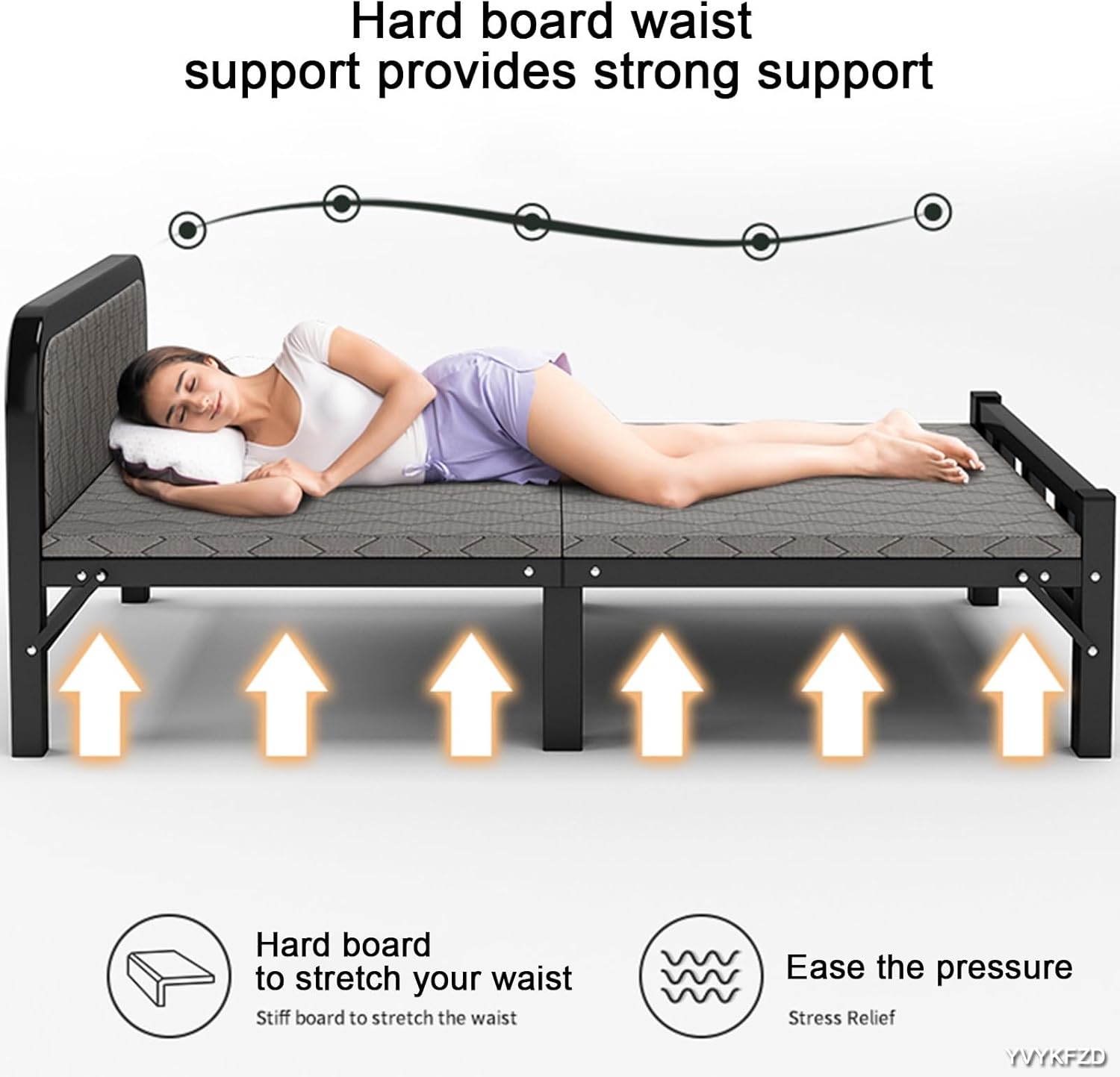 YVYKFZD Camping Cots for Adults, 2 Person Folding Camping Bed, Portable Sleeping Cots, for Tent Office Outdoor Travel, Supports 330 lbs (Color : Black C, Size : 190x70x41cm)