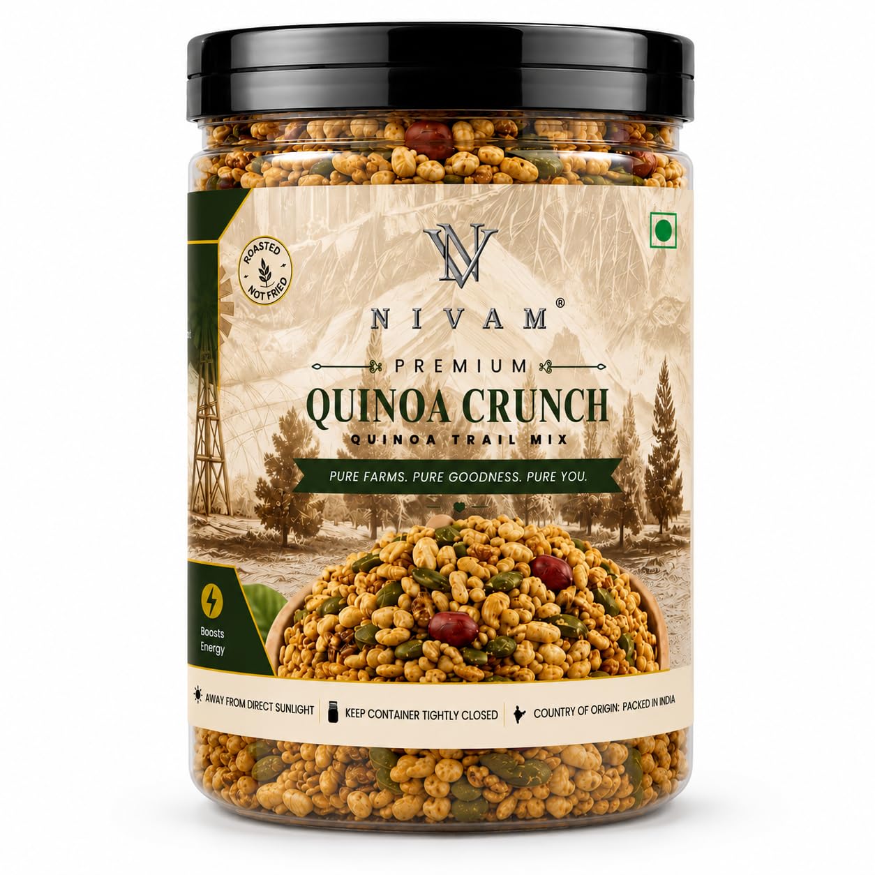 NIVAM Quinoa Crunch Trail Mix | Gluten Free | Healthy Protein Snack | 250gm | Ready-to-Eat Snack | Seeds Mix | Guilt-Free Snacking | Healthy Roasted Mix | High Protein | High Fiber | Office & Travel Food-image-43