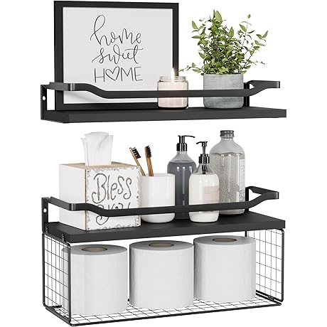 WOPITUES Floating Shelf with Basket