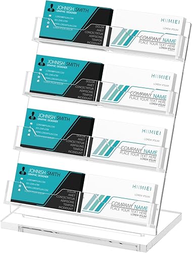 HIIMIEI Soporte para tarjetas de visita, pantalla acrílica para tarjetas de visita de 4 niveles, soporte transparente para tarjetas de visita para