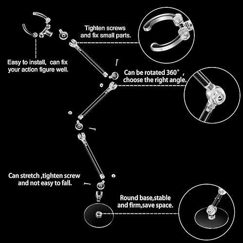 Miniatura 4 de Jetec 12 piezas de soporte de figura de acción, soportes de exhibición de figuras de acción, soporte de muñeca mini soporte de exhibición compatible