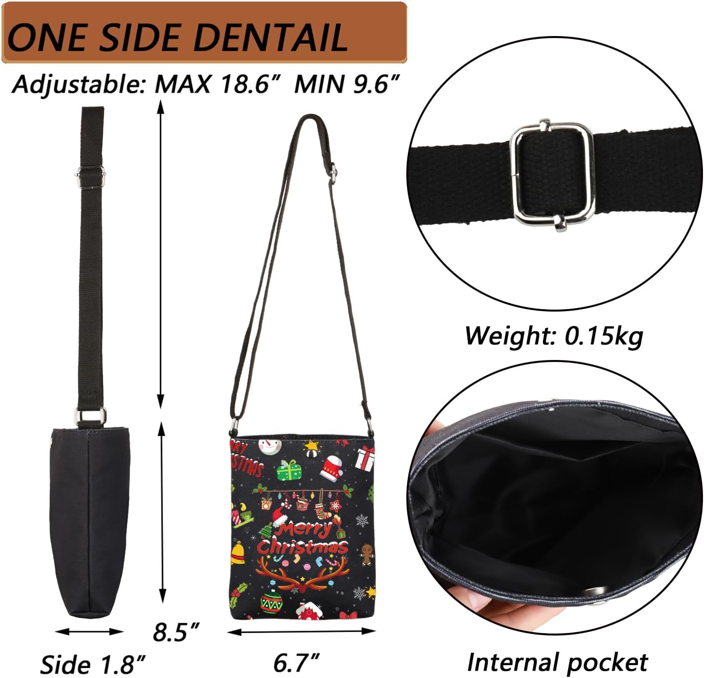 MBMSO Merry Christmas Crossbody Bag - Funny Christmas Gifts for Women & Men - Small Shoulder Bag - Image 5