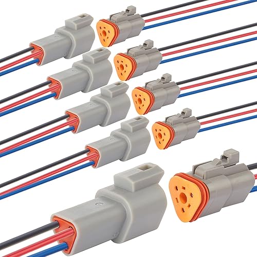Conector eléctrico impermeable de 3 pines, 7.9 pulgadas, 16 AWG, conectores eléctricos macho y hembra para automóvil, barco, camión y otras