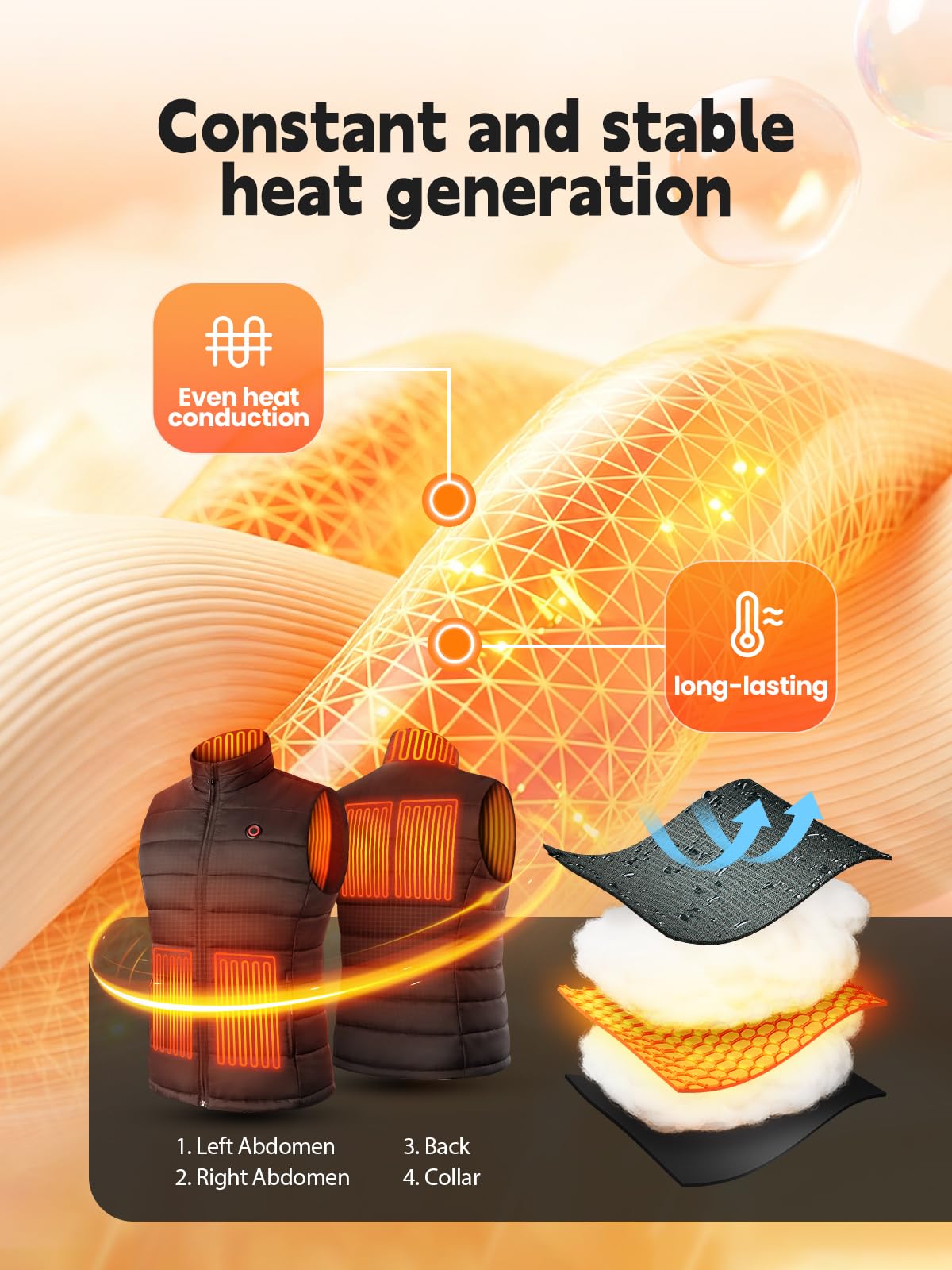 VIWKO Gilet Riscaldante Donna con Batteria 12V 12000mAh, 4 Livelli di Calore e Controllo App, Gilet Termico Leggero per Invierno Lavoro da Casa, Passeggiate, Escursionismo e Tempo Libero