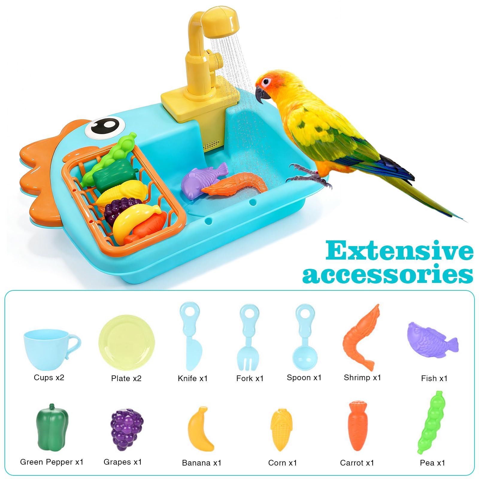 Bird Bathtub Parrot Shower Box, Bird Automatic Bathtub with Faucet Bird Bathing Tub Container Cage Accessory for Parakeet, Ferret, Budgie, Cockatiel - image 3