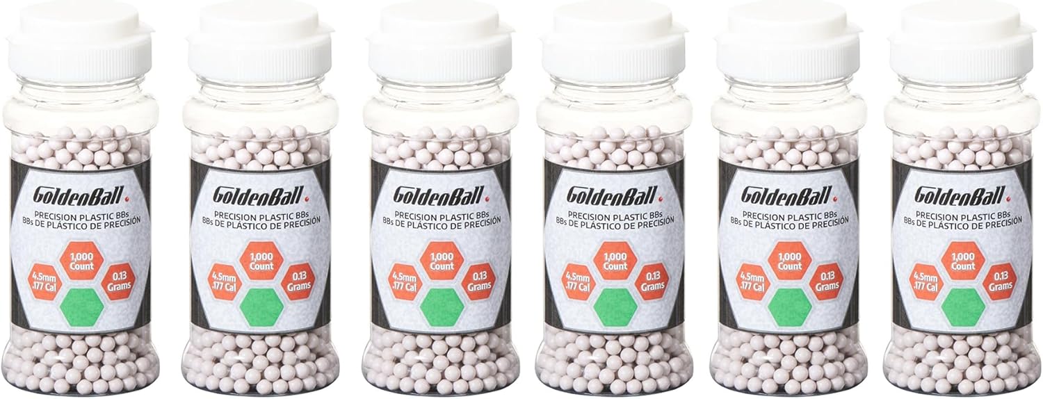 Goldenball 1000 Round 0.13g Premium Grade Outdoor Airsoft BBS for Outdoor Field - -6 Pack