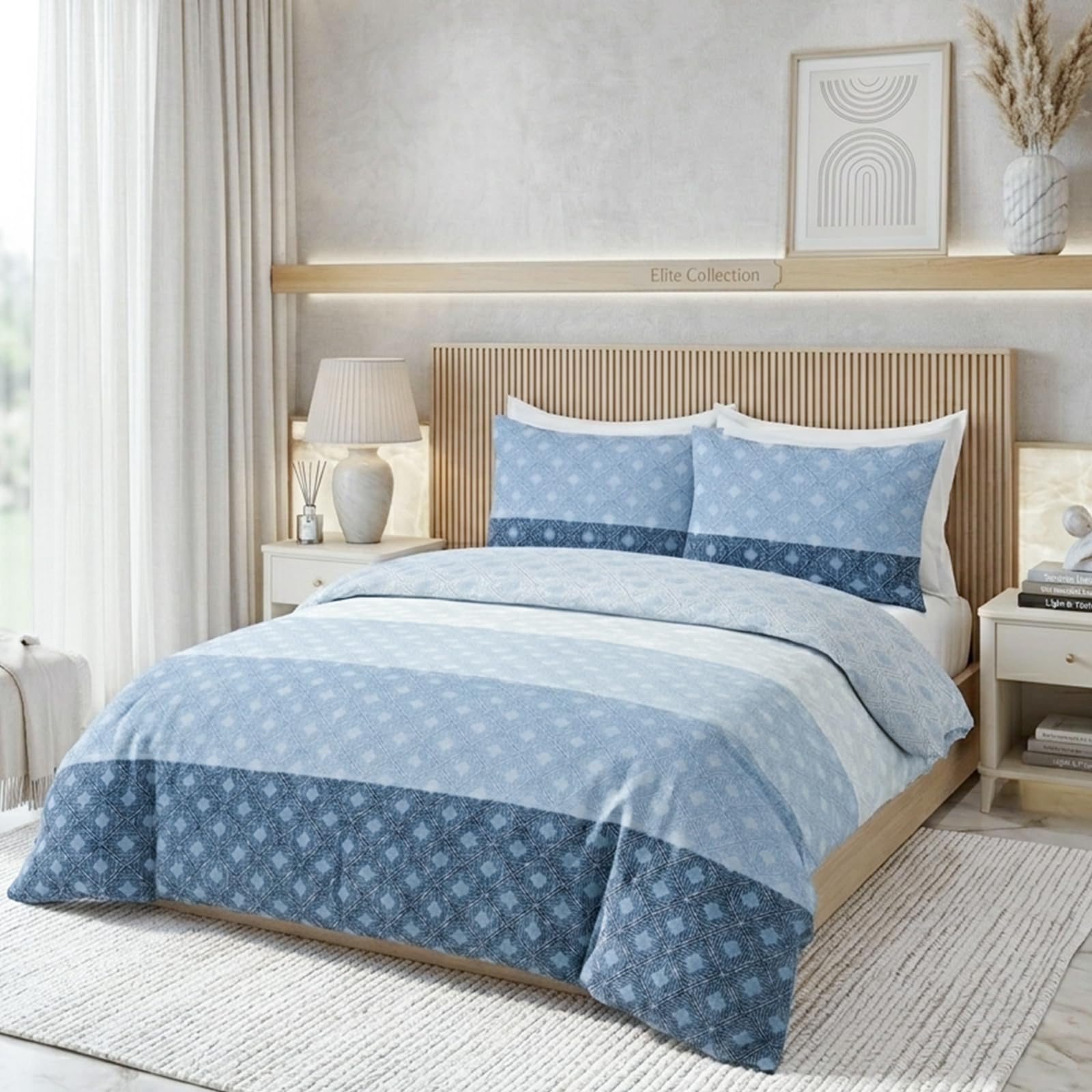 M&J Home Avona Stripe Duvet Cover Set Blue King 85GSM - Includes Duvet Cover & Pillowcase(s) โ image 1