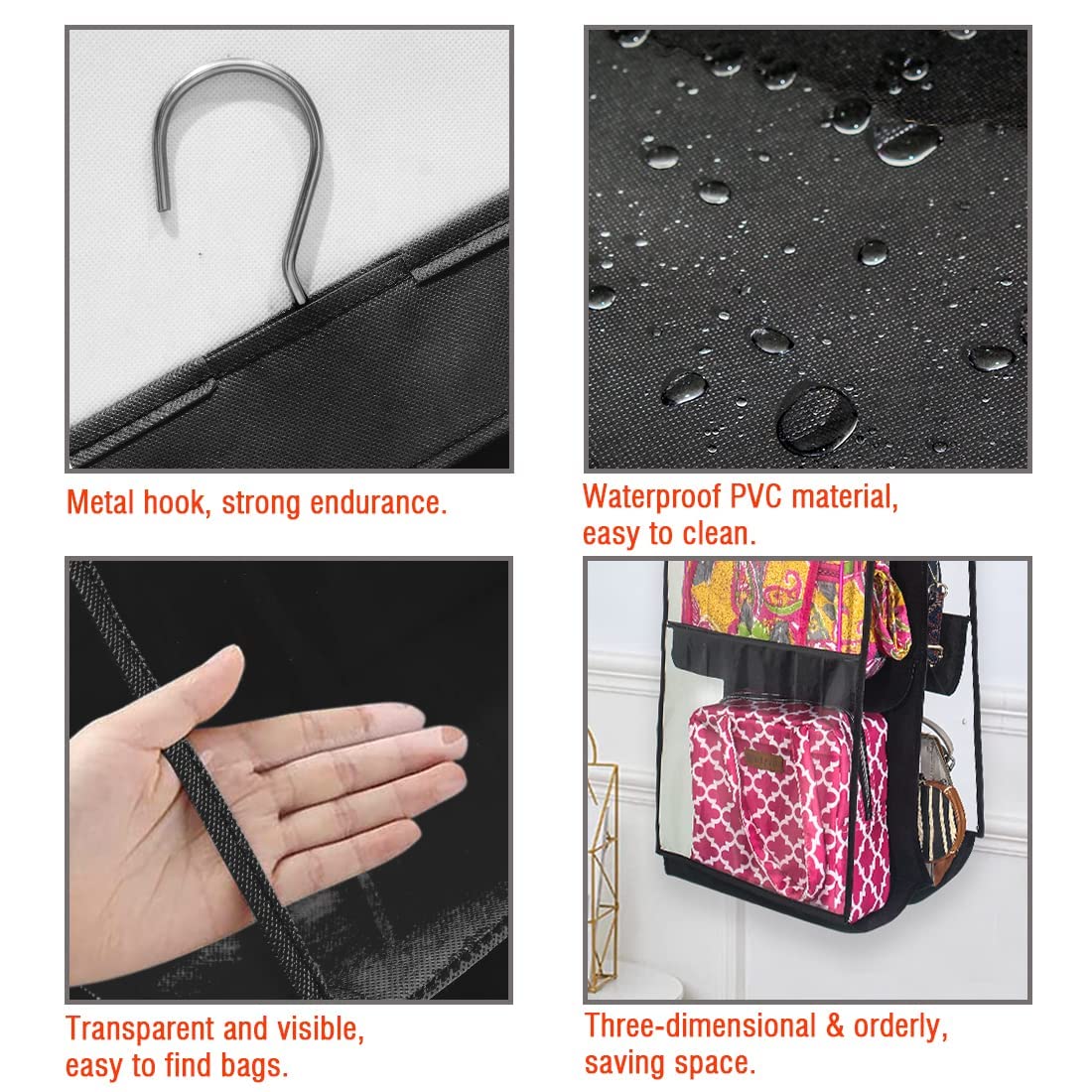 PrettyKrafts Pretty KRAFTS Purse/Handbag Hanging Storage Organiser - Black