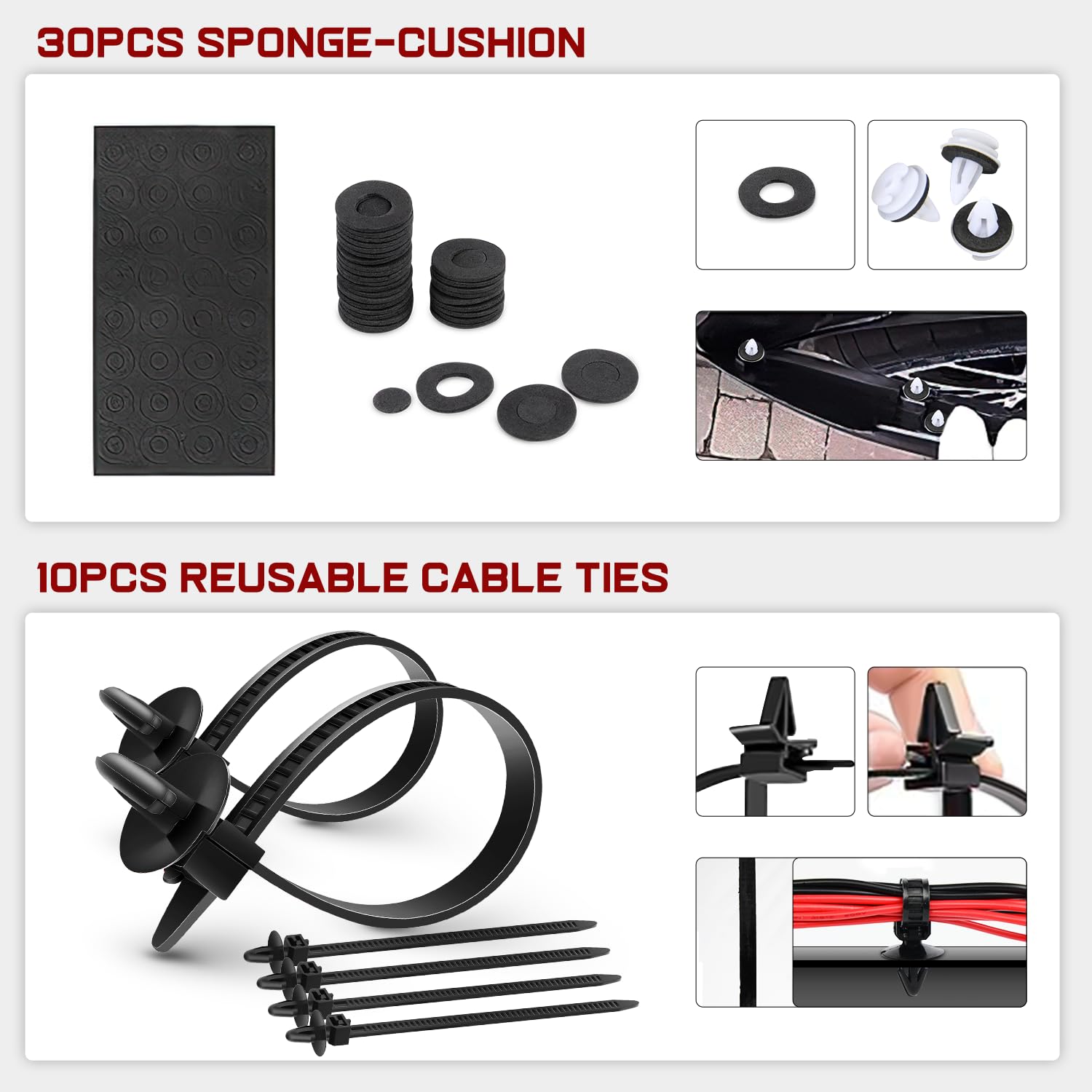 Nilight 1390-teiliges Auto-Halterungs-Clips, Auto-Befestigungs-Set, enthält 33 gängige Größen, Nylon, Stoßstangen-Nieten mit 1 Befestigungsentferner, 10 Kabelbinder für Toyota GM, Ford, Honda, Chevy