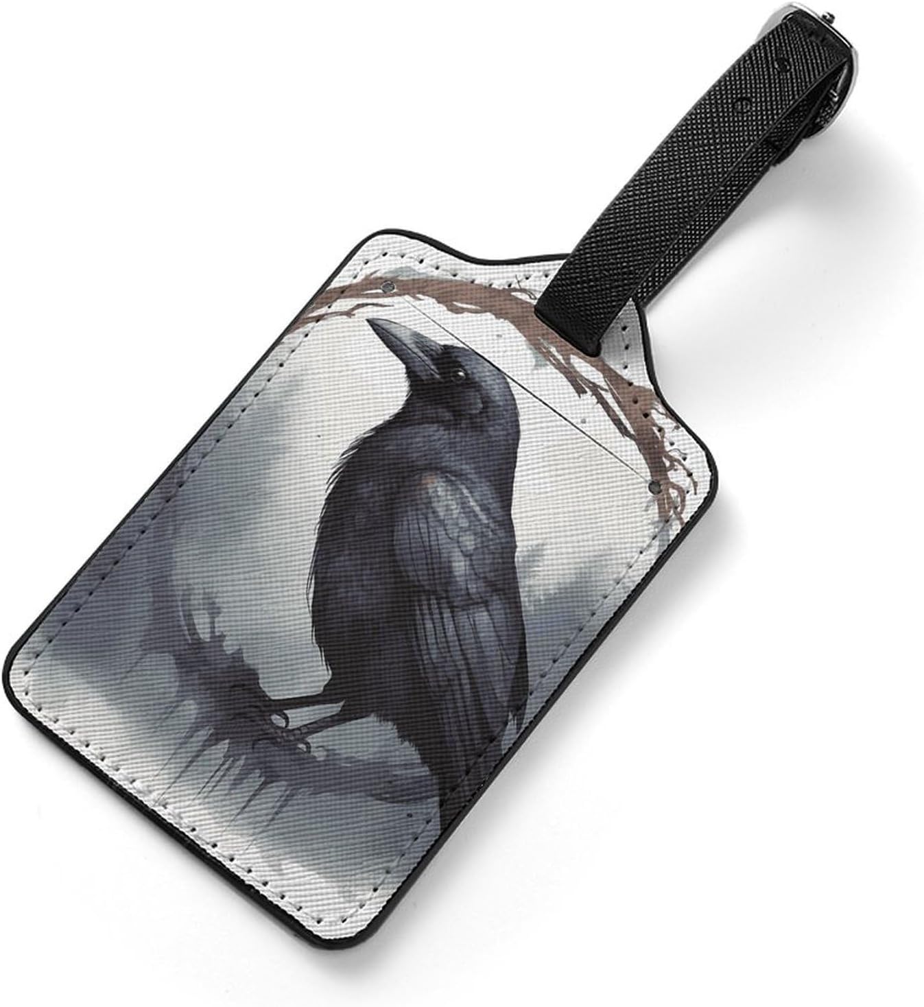 Black Crow PU Leather Luggage Tags, Name Tags for Travel