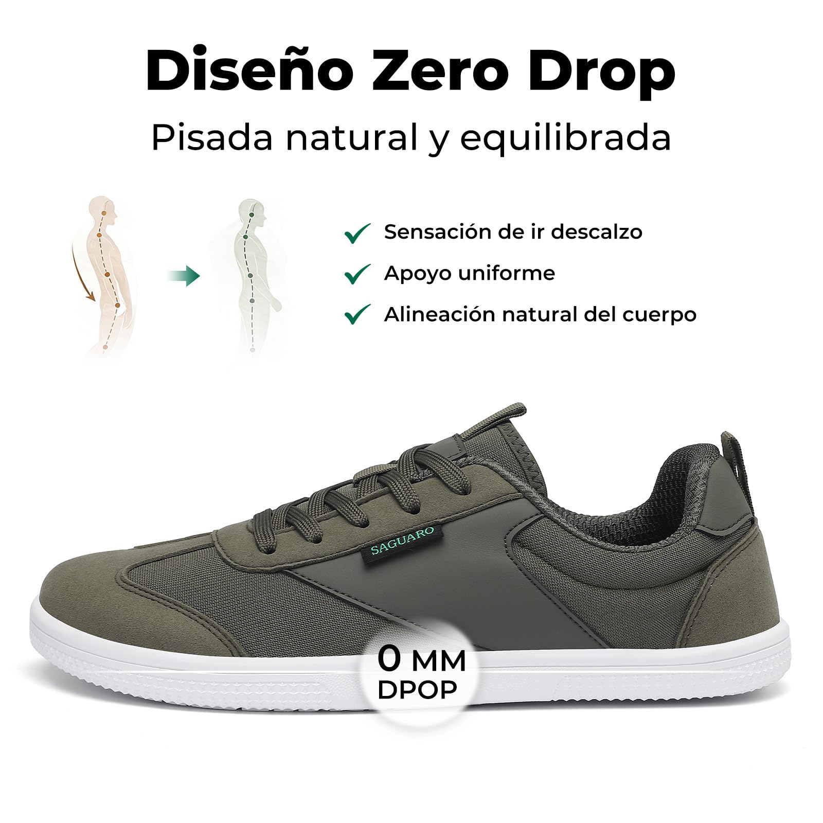 Saguaro Zapatillas Barefoot para Mujer y Hombre, Zapatos Casual con pies Anchos y caída Cero para Uso Diario, Gr.36-46