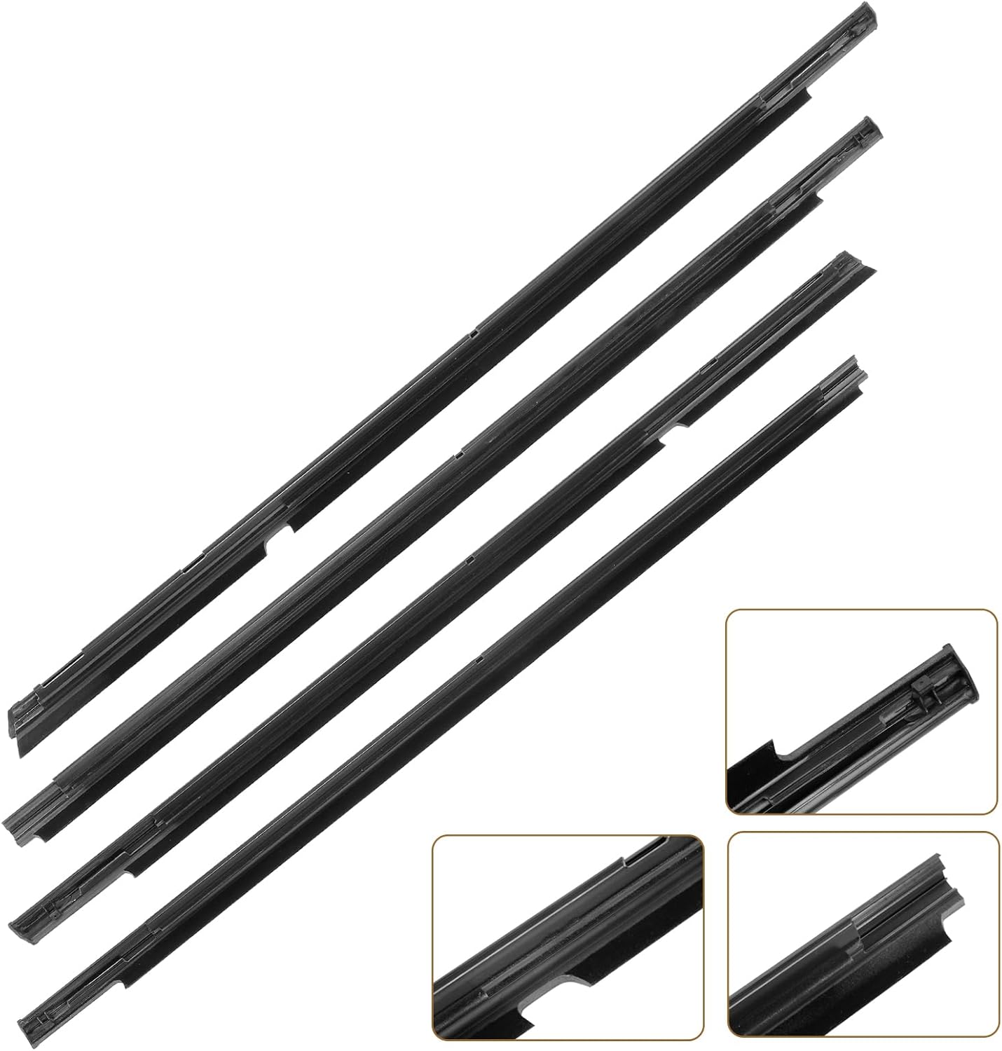 4Pcs Weatherstrip Window Moulding Trim Seal Belt Compatible with Mitsubishi Lancer 2008-2017 Car Outer Door Window Seal Belt Replaces# 5727A005 5727A006 5757A017 5757A018