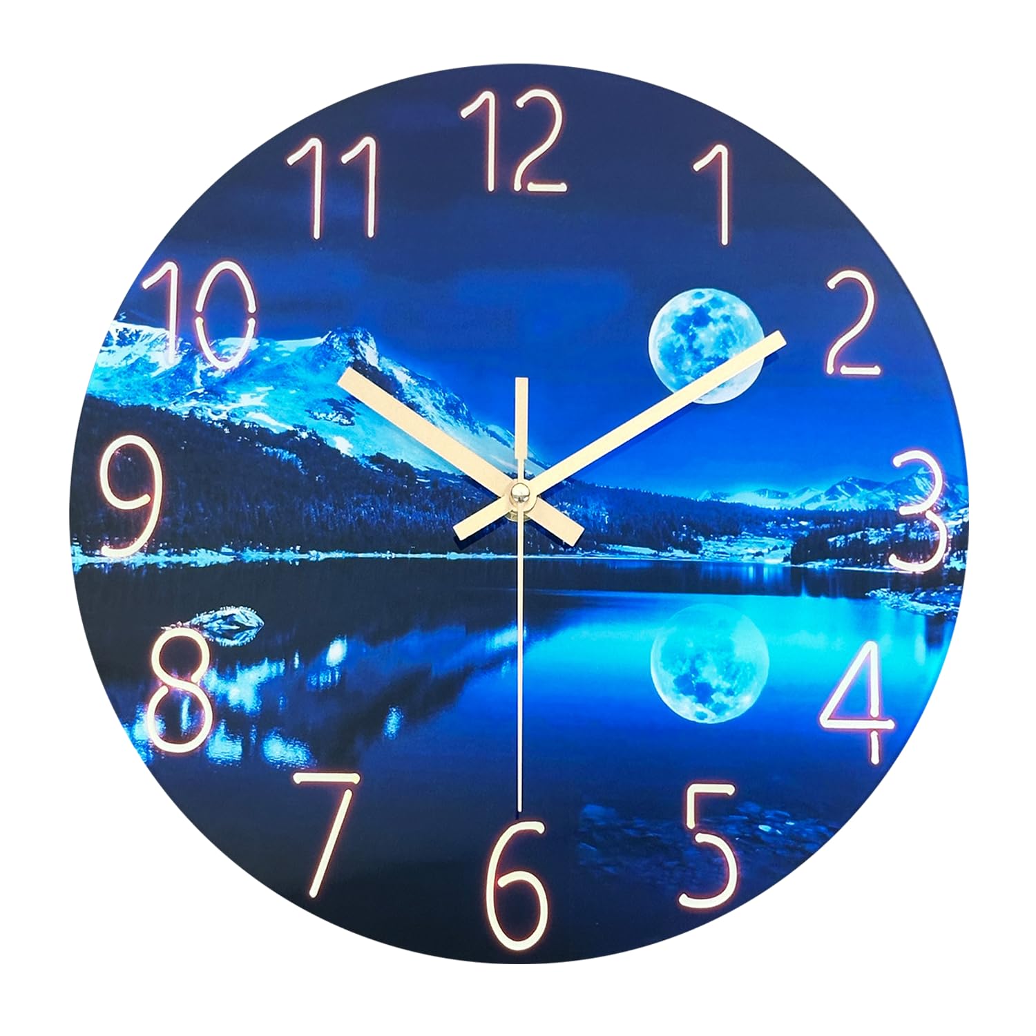 Constantplanet Blue Glass Wall Clocks for Living Room Decor 24 Inch